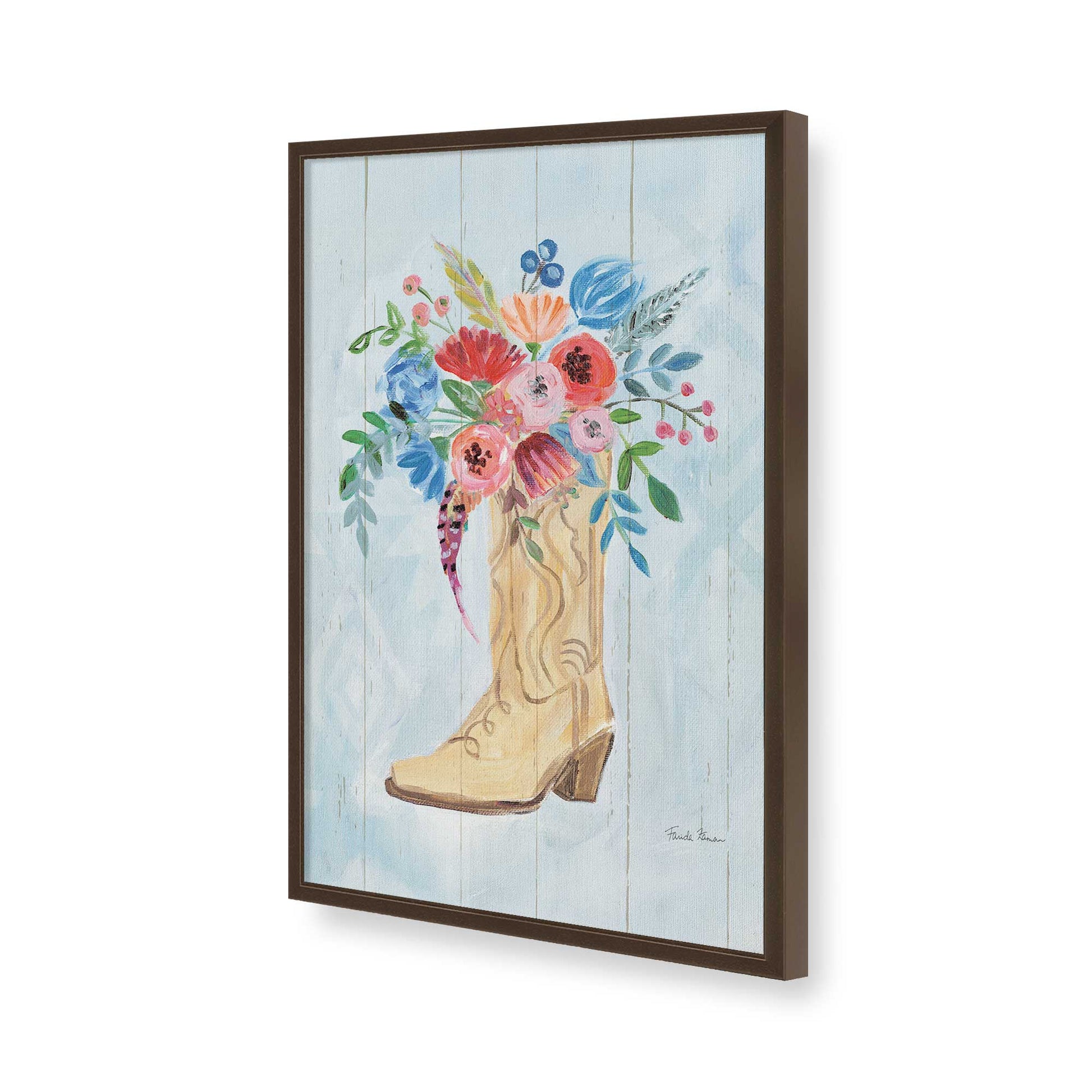[Color:Brown], Picture of art in a Brown frame of the corner