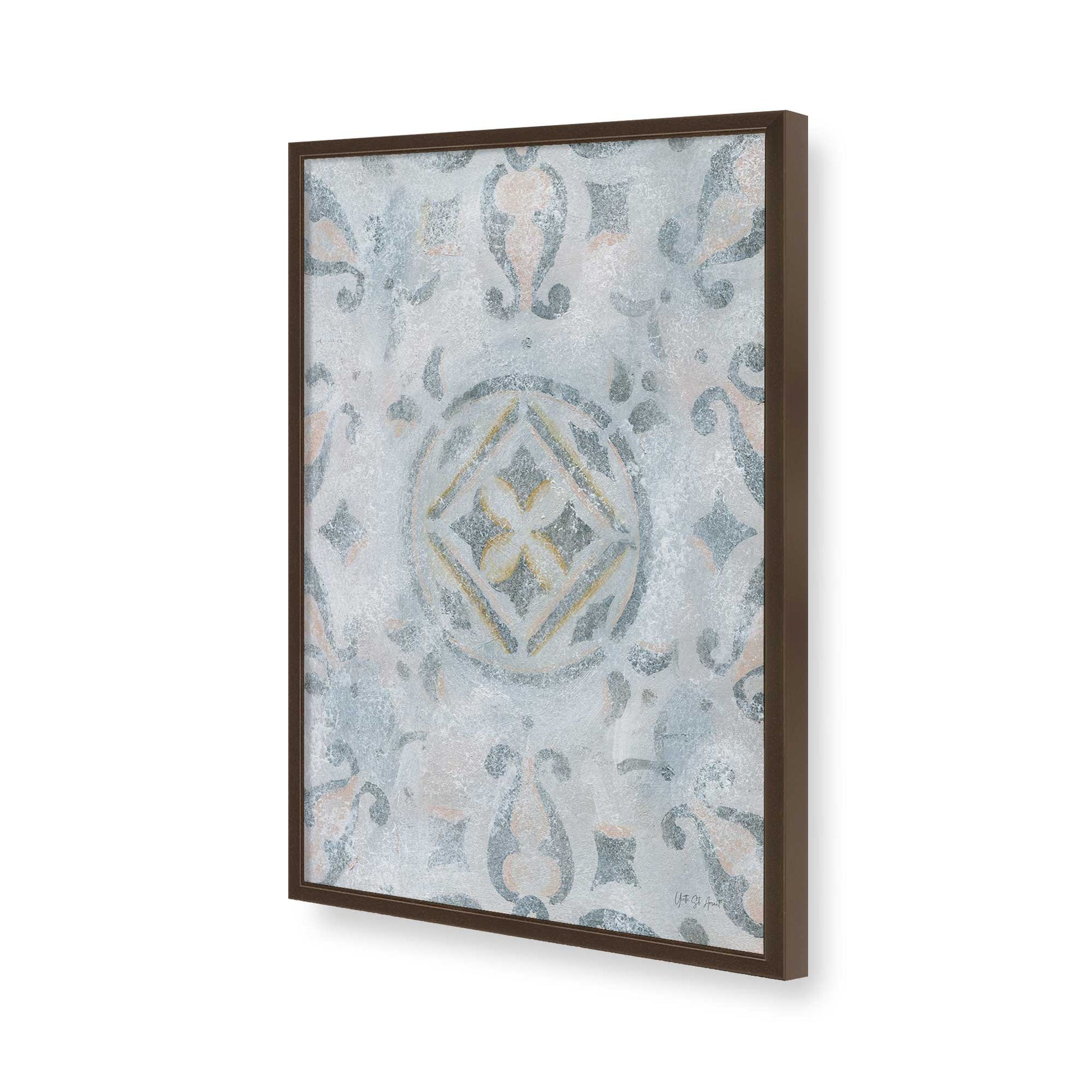 [Color:Brown], Picture of art in a Brown frame of the corner