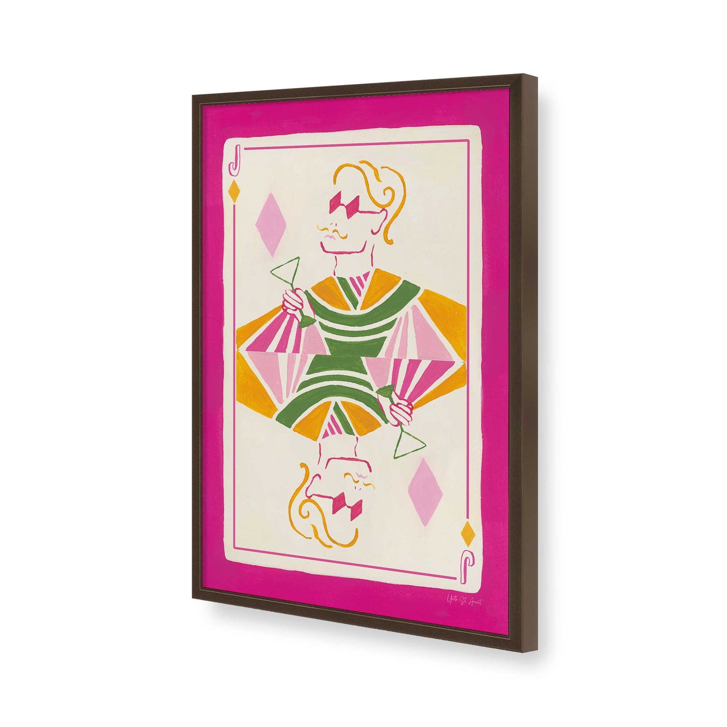 [Color:Brown], Picture of art in a Brown frame of the corner