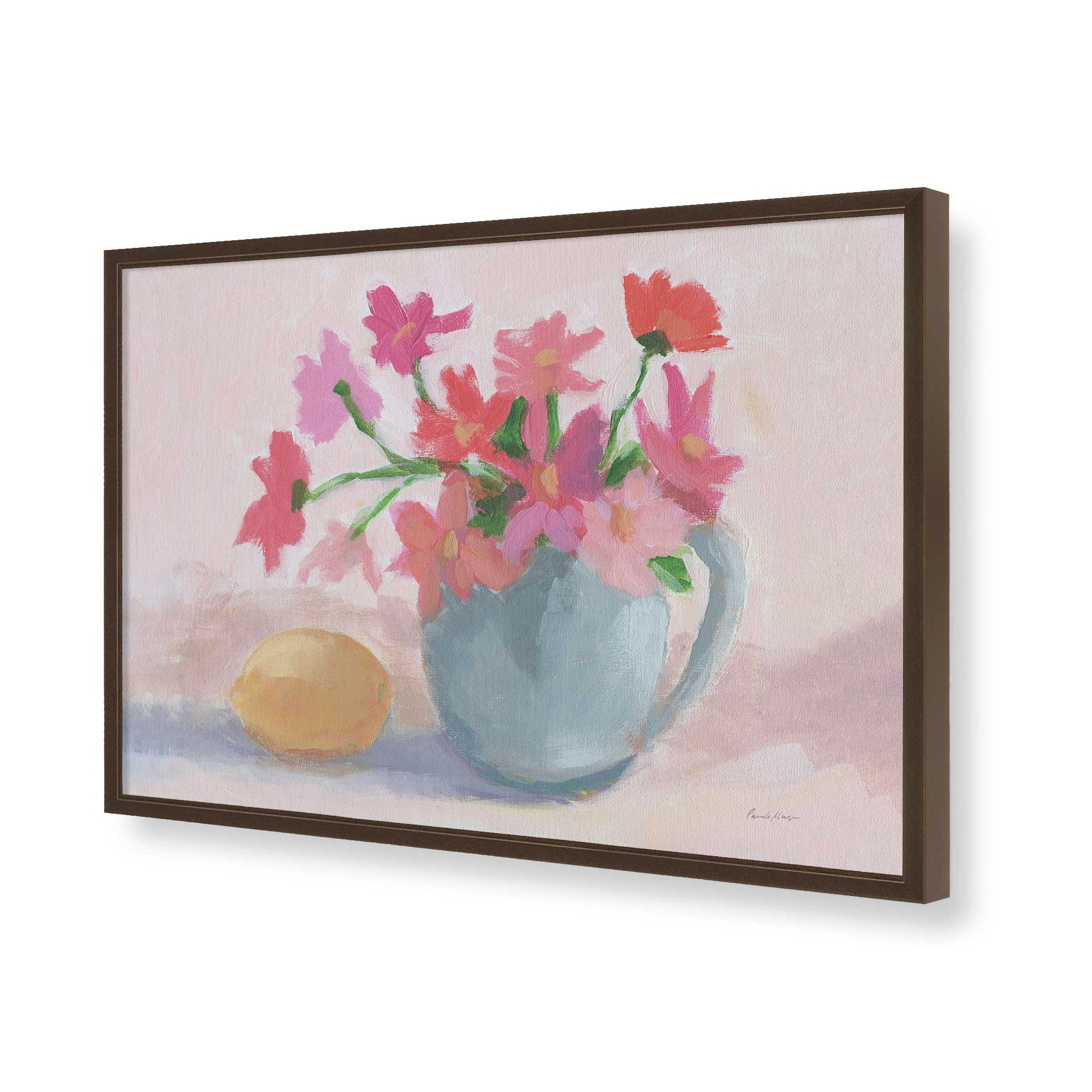 [Color:Brown], Picture of art in a Brown frame of the corner