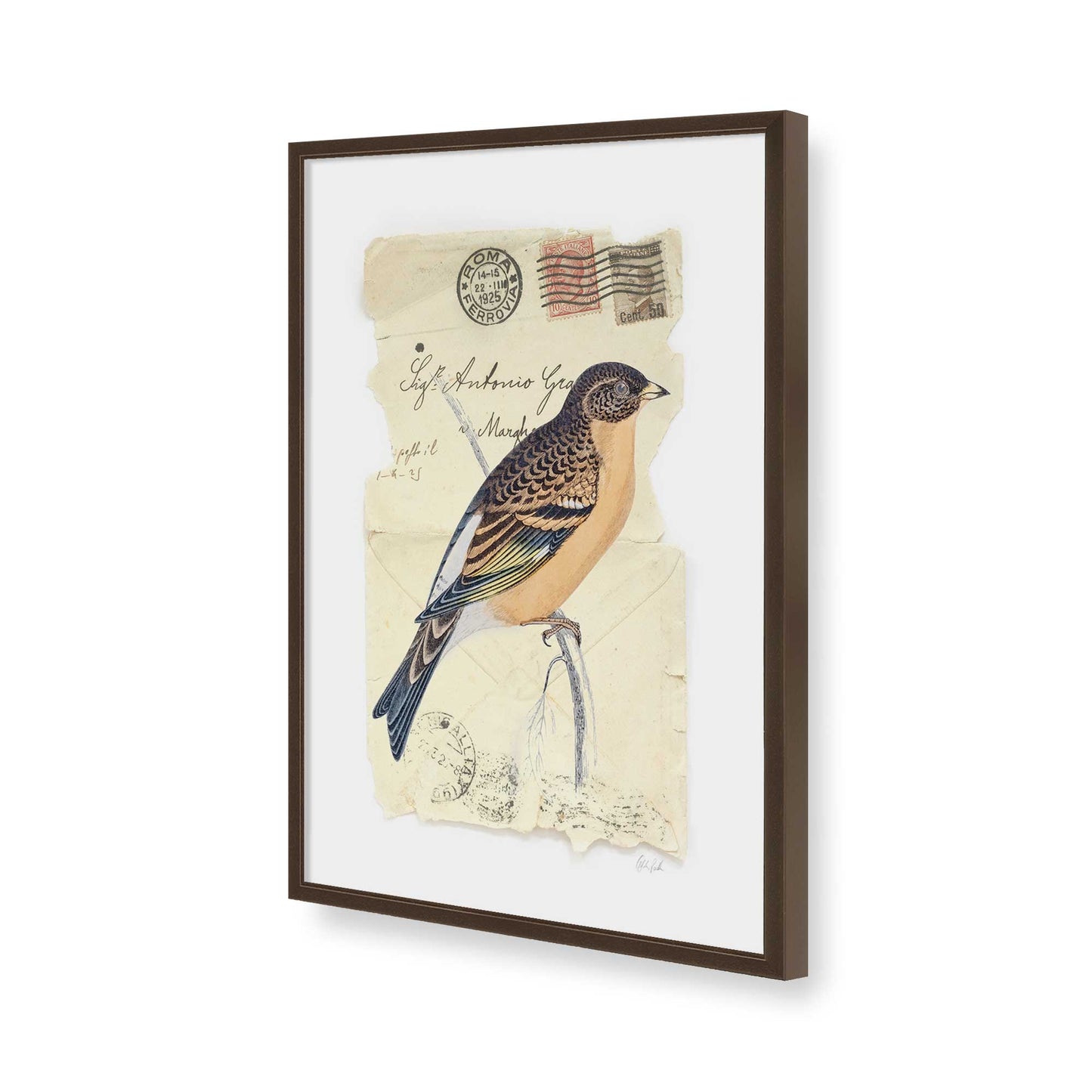 [Color:Brown], Picture of art in a Brown frame of the corner