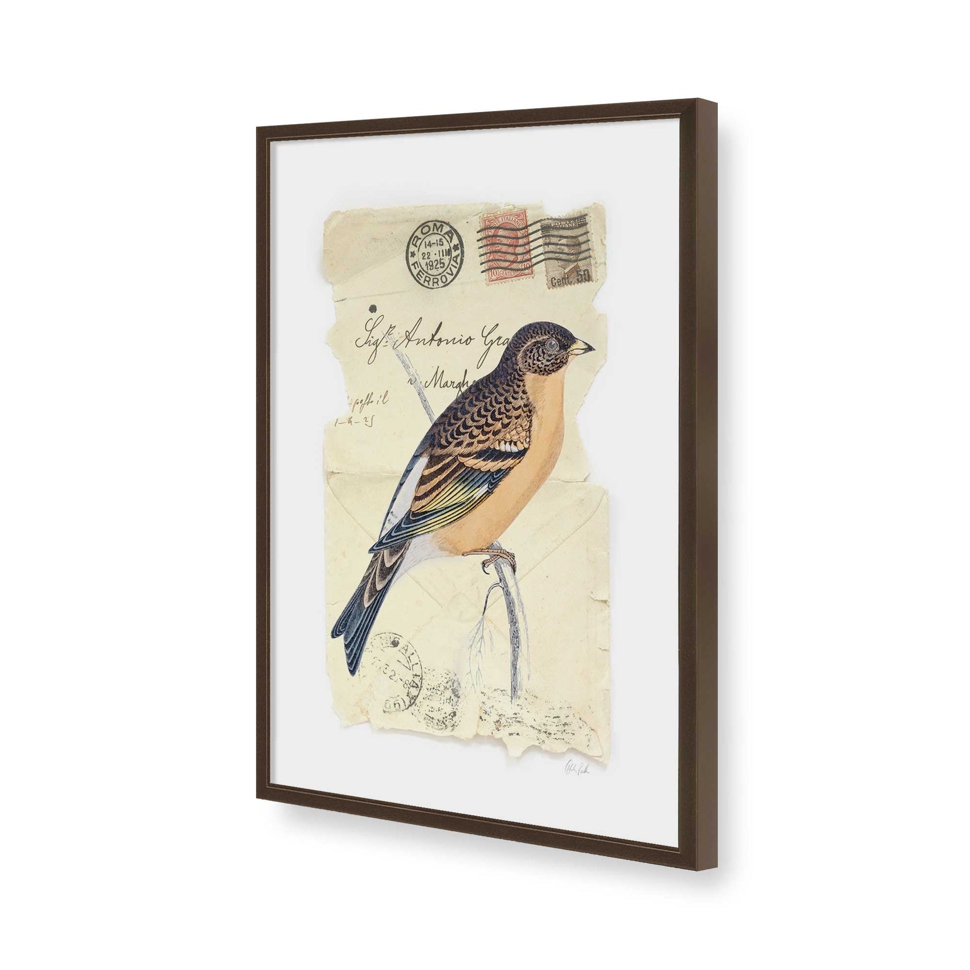 [Color:Brown], Picture of art in a Brown frame of the corner