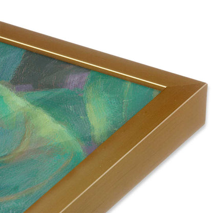 [Color:Polished Gold], Picture of art in a Polished Gold frame at an angle