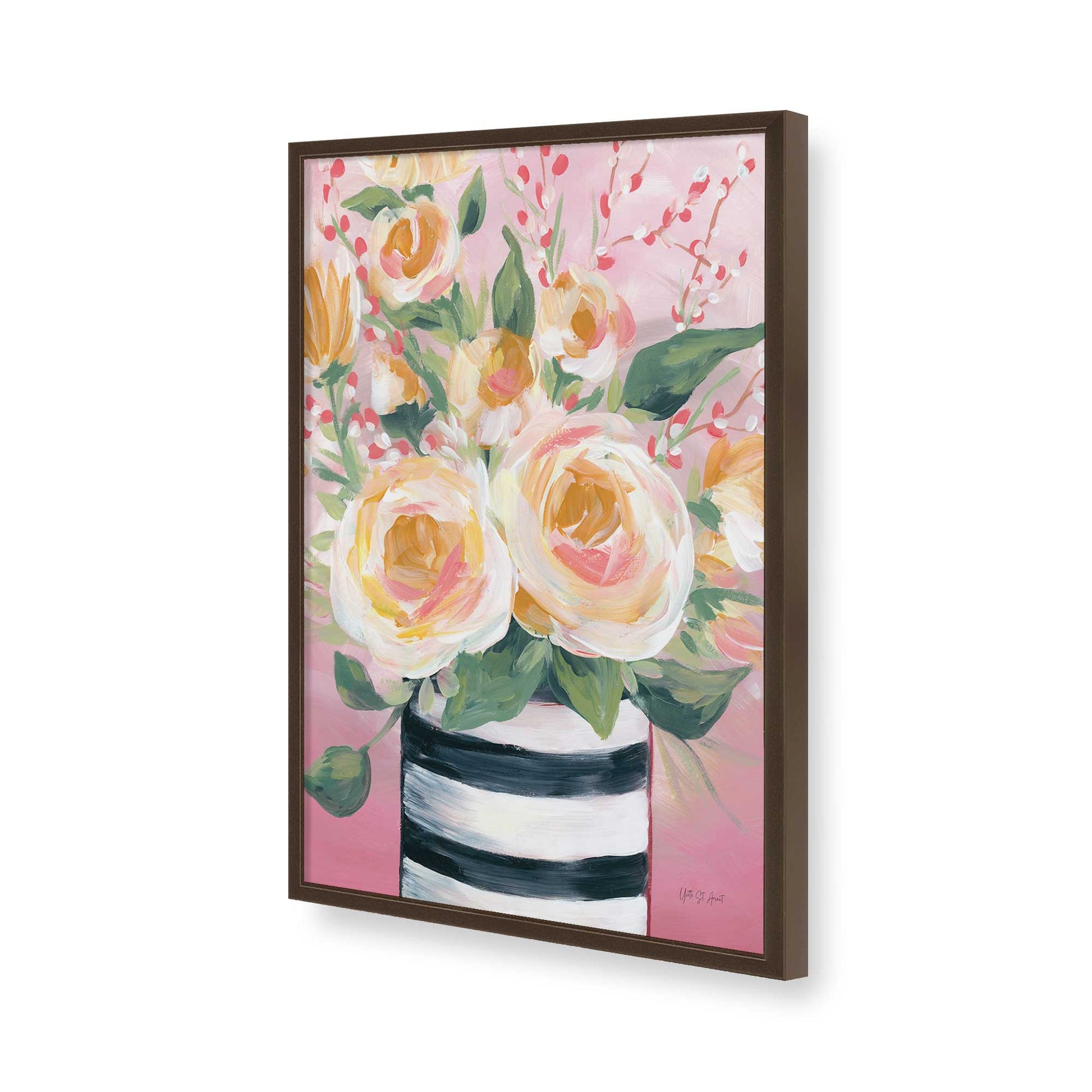 [Color:Brown], Picture of art in a Brown frame of the corner