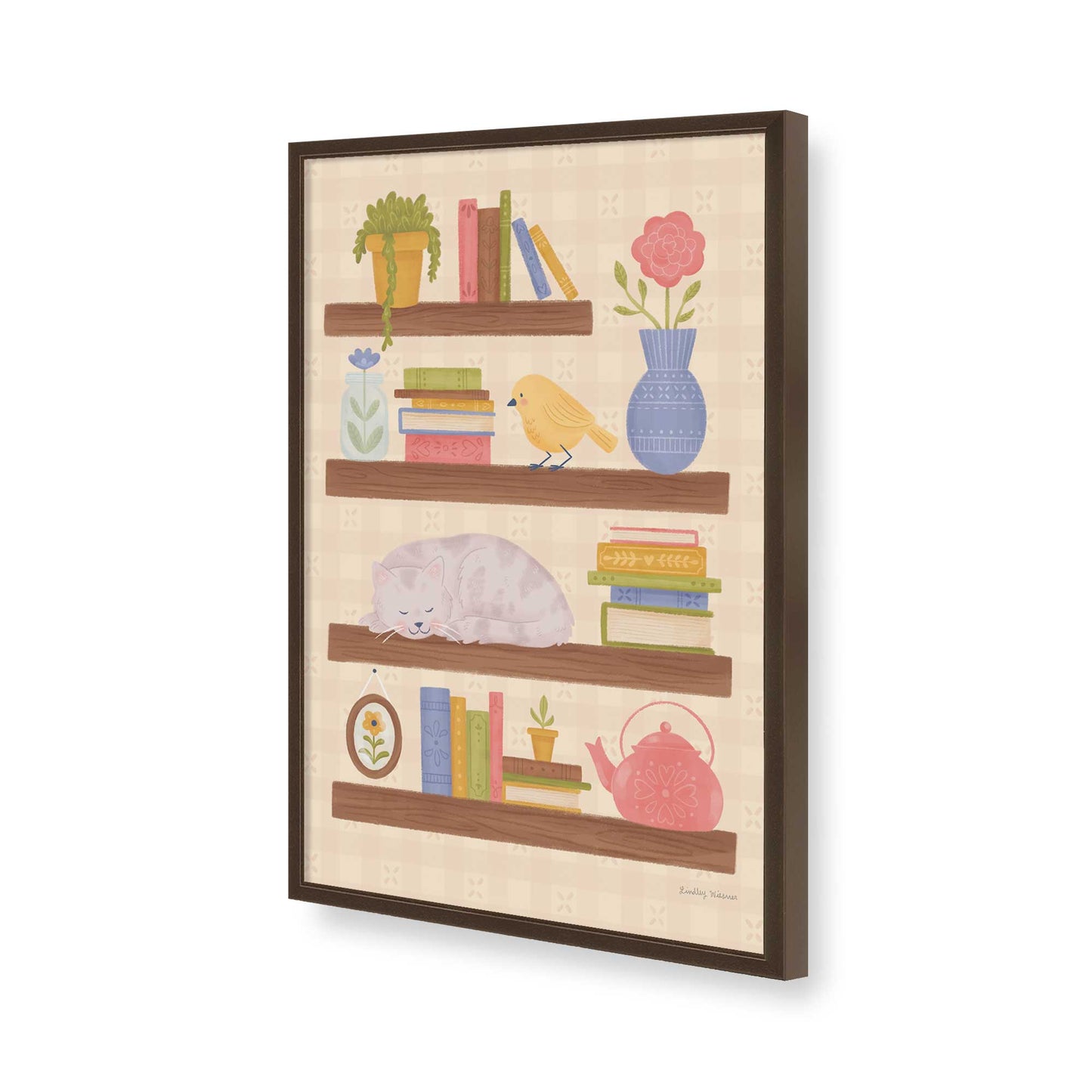 [Color:Brown], Picture of art in a Brown frame of the corner