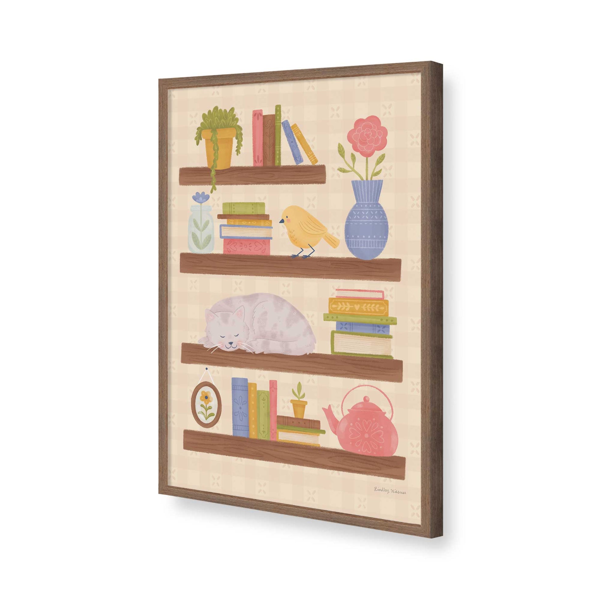 [Color:Walnut], Picture of art in a Walnut frame of the corner