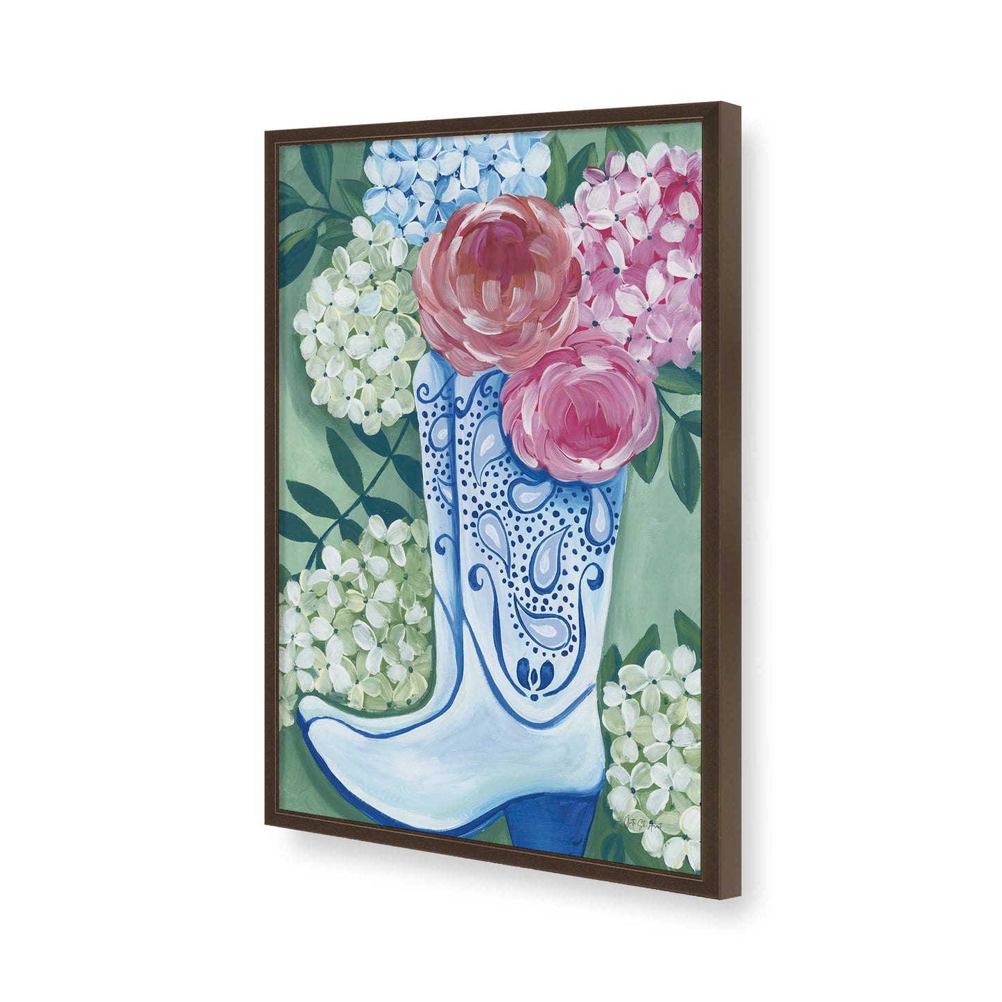 [Color:Brown], Picture of art in a Brown frame of the corner