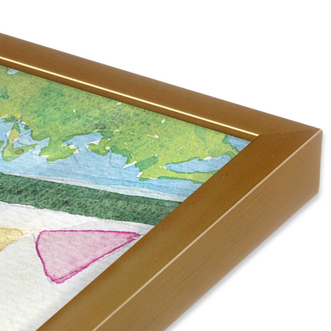 [Color:Polished Gold], Picture of art in a Polished Gold frame at an angle