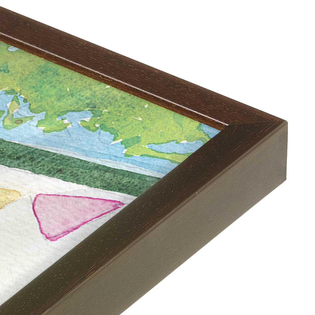 [Color:Brown], Picture of art in a Brown frame at an angle