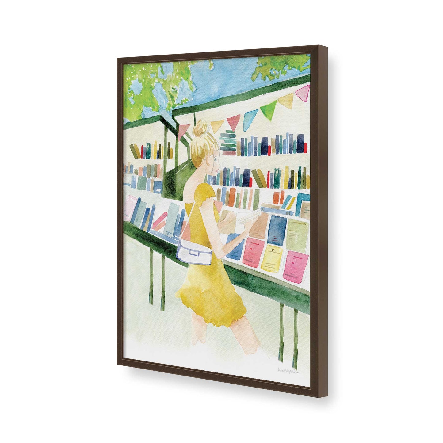 [Color:Brown], Picture of art in a Brown frame of the corner