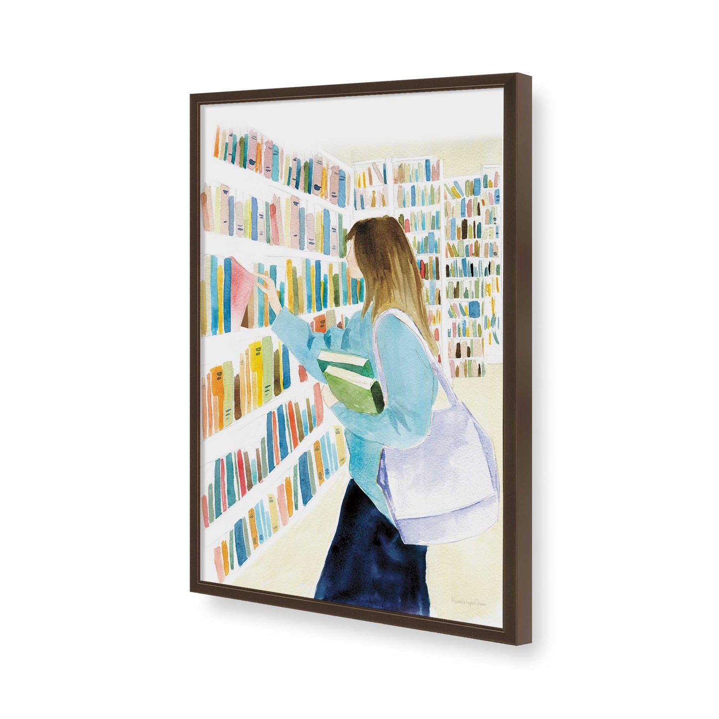 [Color:Brown], Picture of art in a Brown frame of the corner
