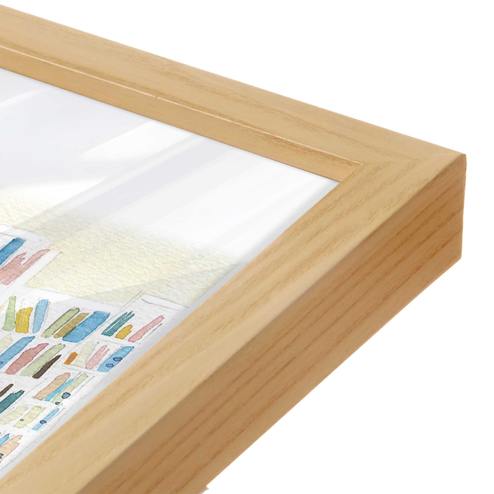 [Color:American Maple], Picture of art in a American Maple frame at an angle