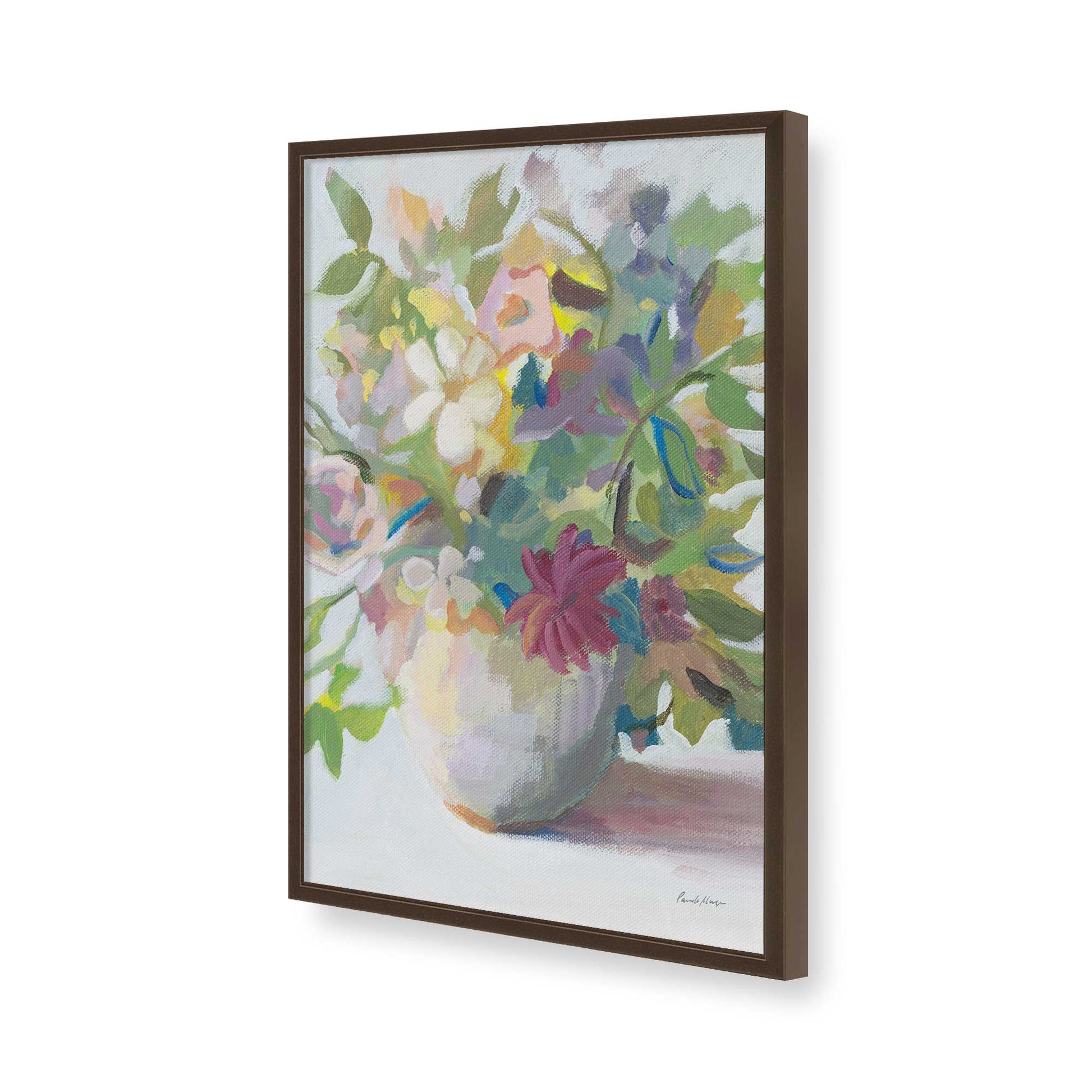 [Color:Brown], Picture of art in a Brown frame of the corner