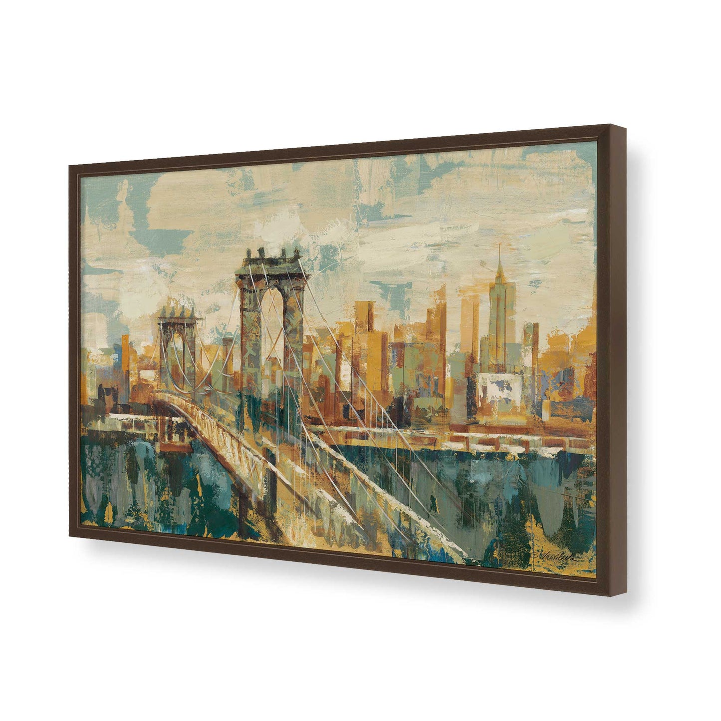 [Color:Brown], Picture of art in a Brown frame of the corner