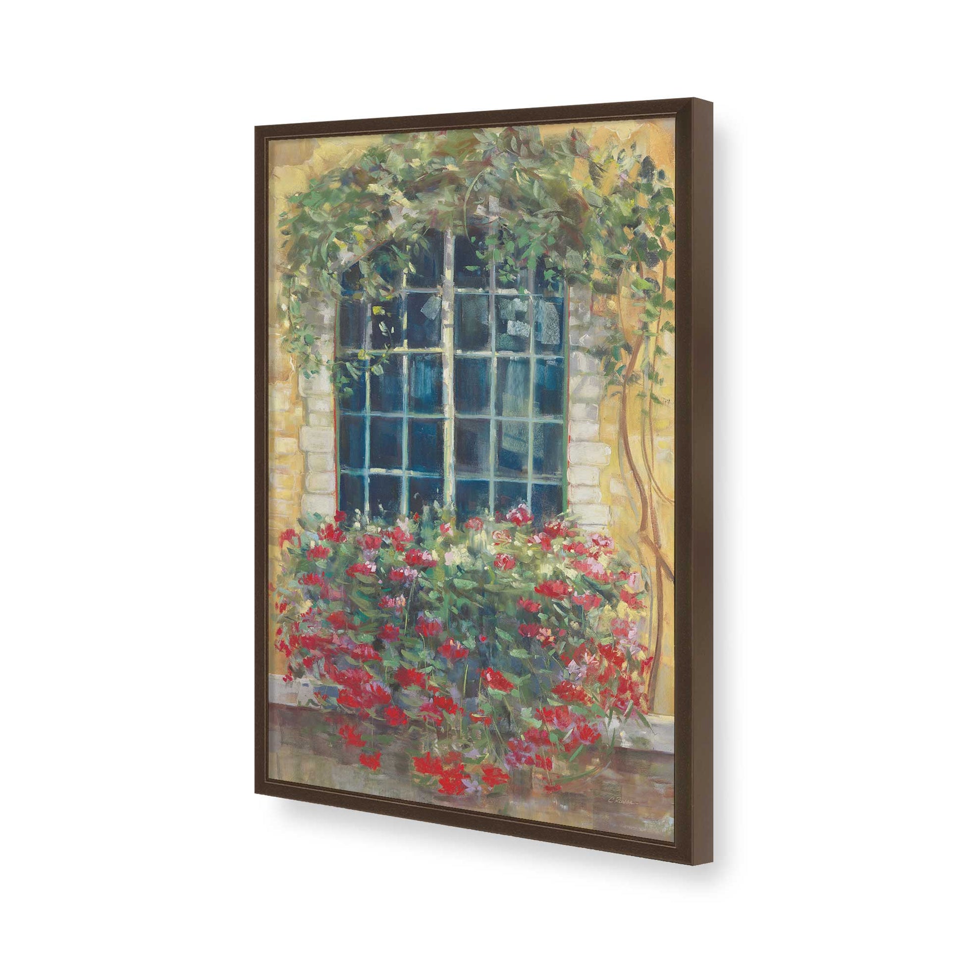 [Color:Brown], Picture of art in a Brown frame of the corner