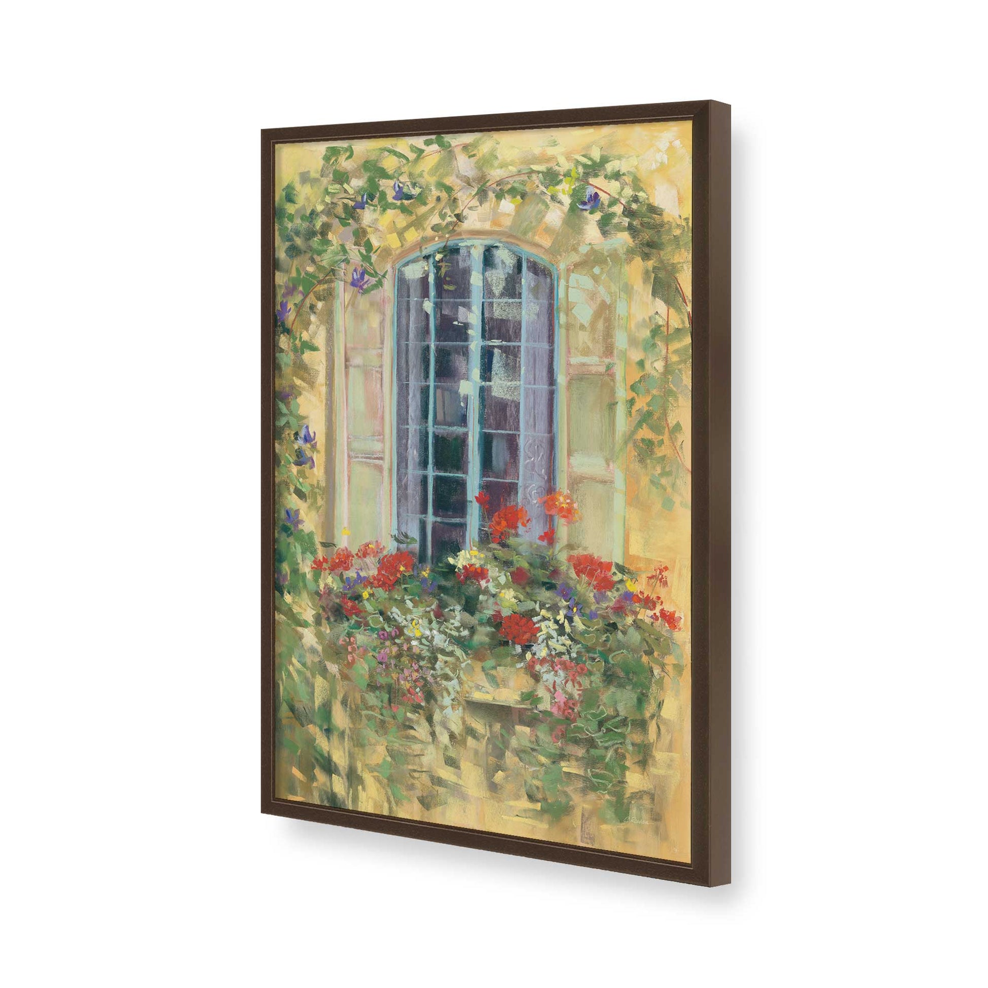 [Color:Brown], Picture of art in a Brown frame of the corner