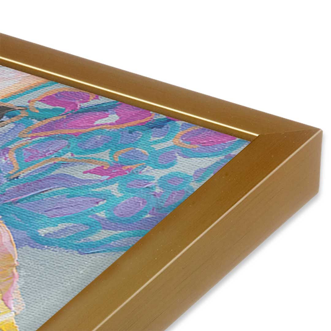 [Color:Polished Gold], Picture of art in a Polished Gold frame at an angle