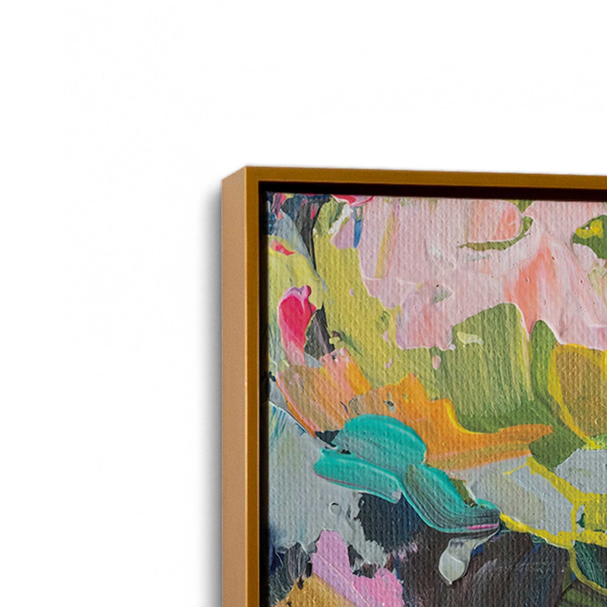 [Color:Polished Gold], Picture of art in a Polished Gold frame at an angle