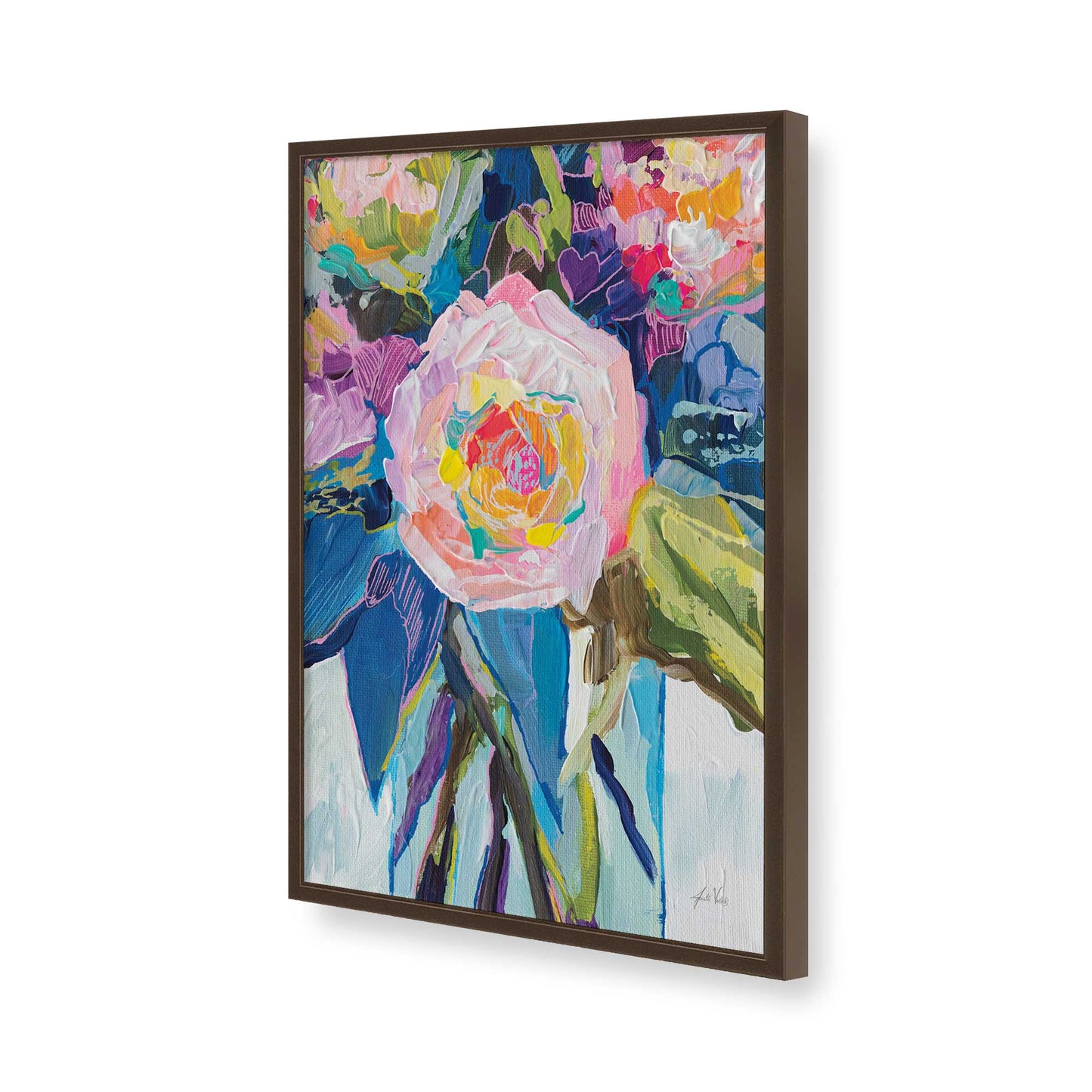 [Color:Brown], Picture of art in a Brown frame of the corner