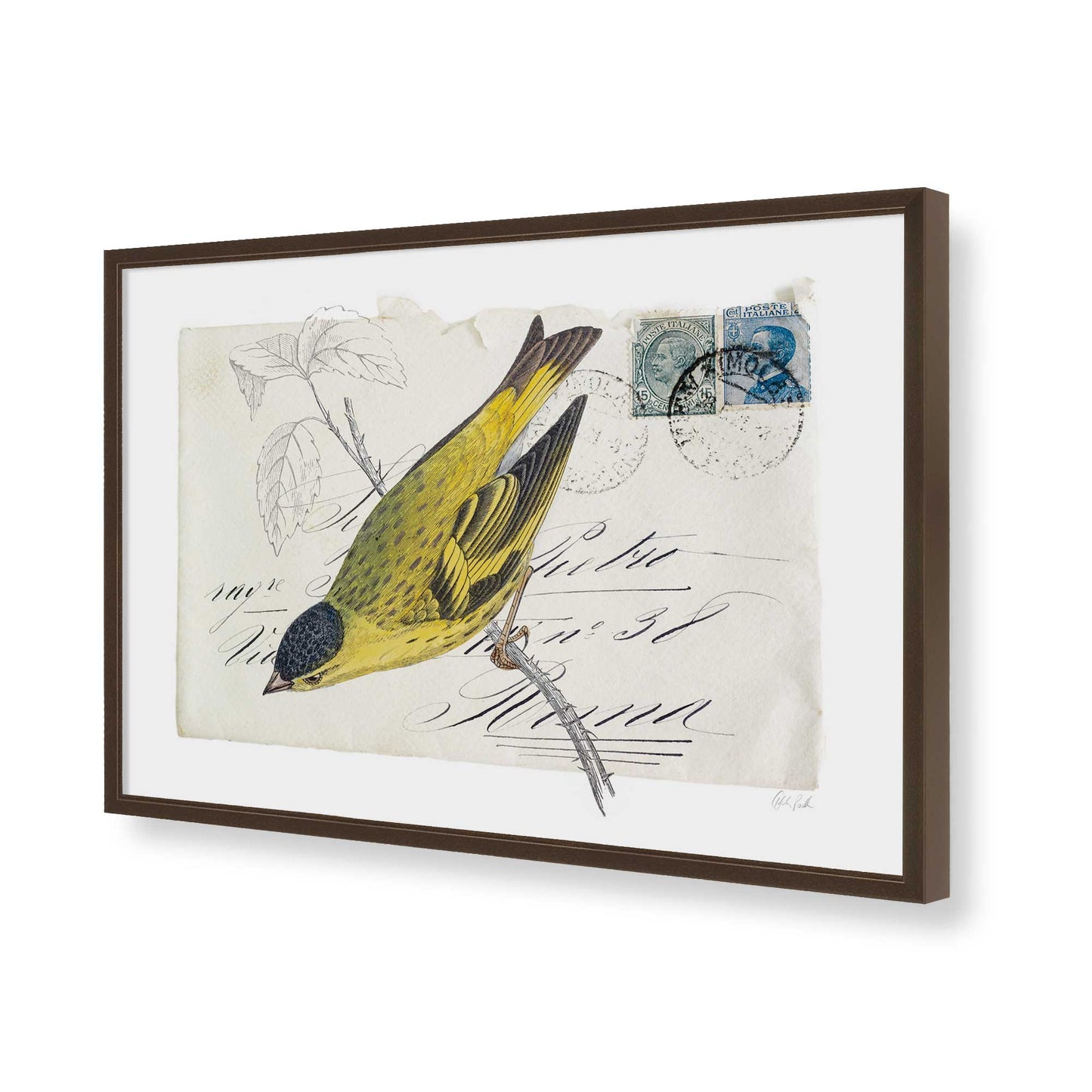 [Color:Brown], Picture of art in a Brown frame of the corner