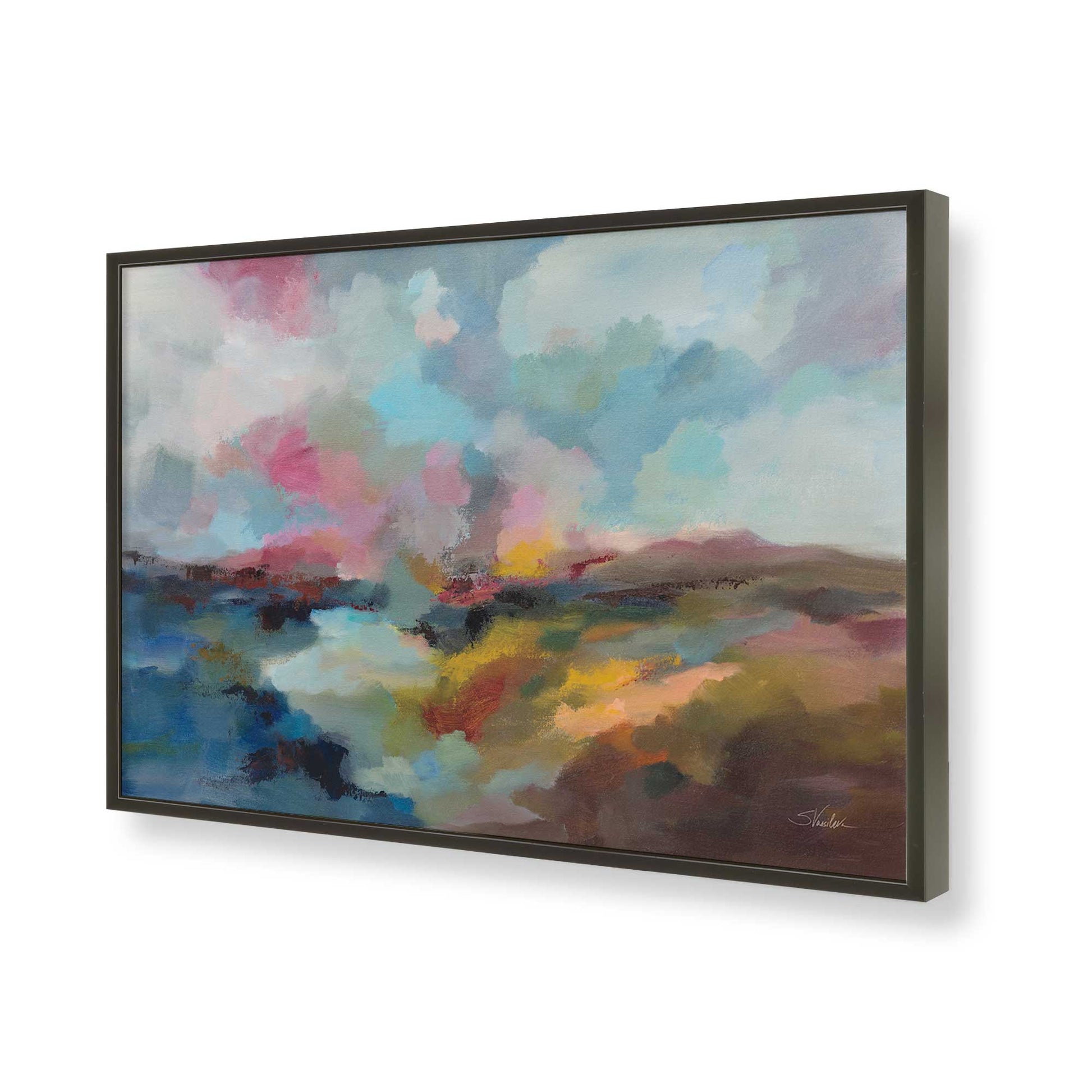 [Color:Satin Black], Picture of art in a Satin Black frame of the corner
