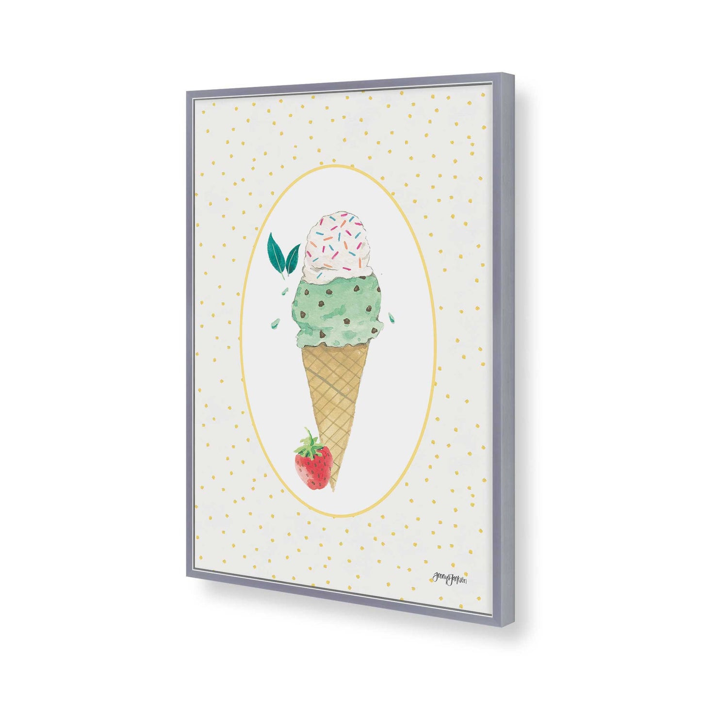[Color:Polished Chrome], Picture of art in a Polished Chrome frame of the corner