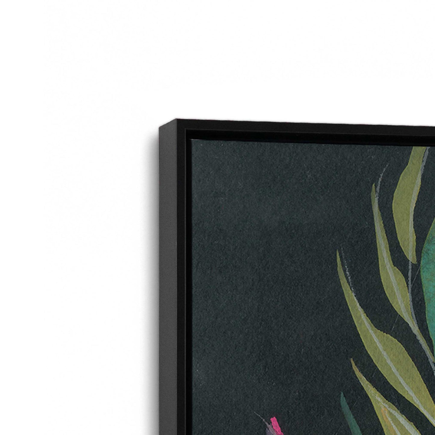 [Color:Satin Black], Picture of art in a Satin Black frame at an angle