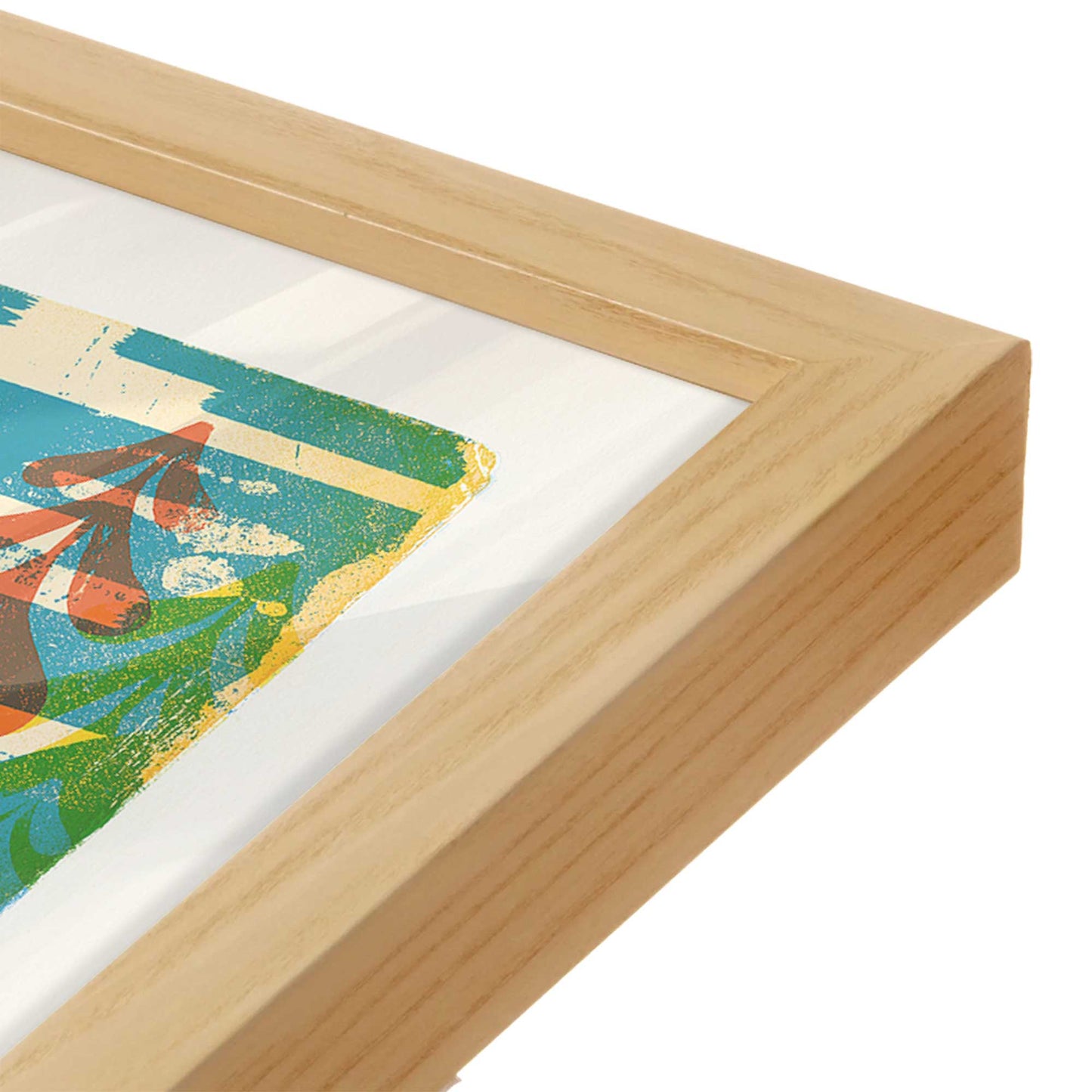 [Color:American Maple], Picture of art in a American Maple frame at an angle