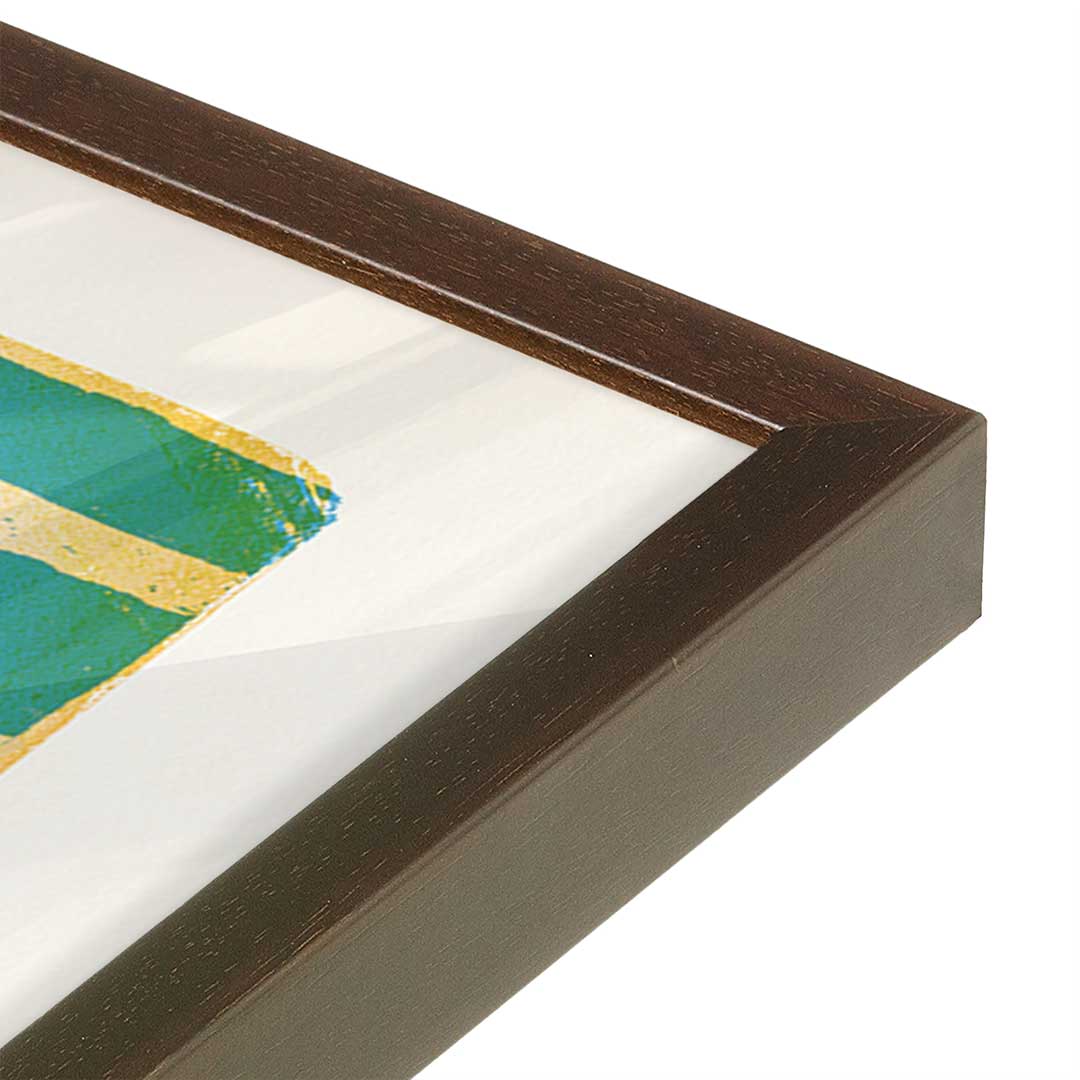 [Color:Brown], Picture of art in a Brown frame at an angle