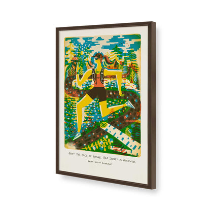 [Color:Brown], Picture of art in a Brown frame of the corner