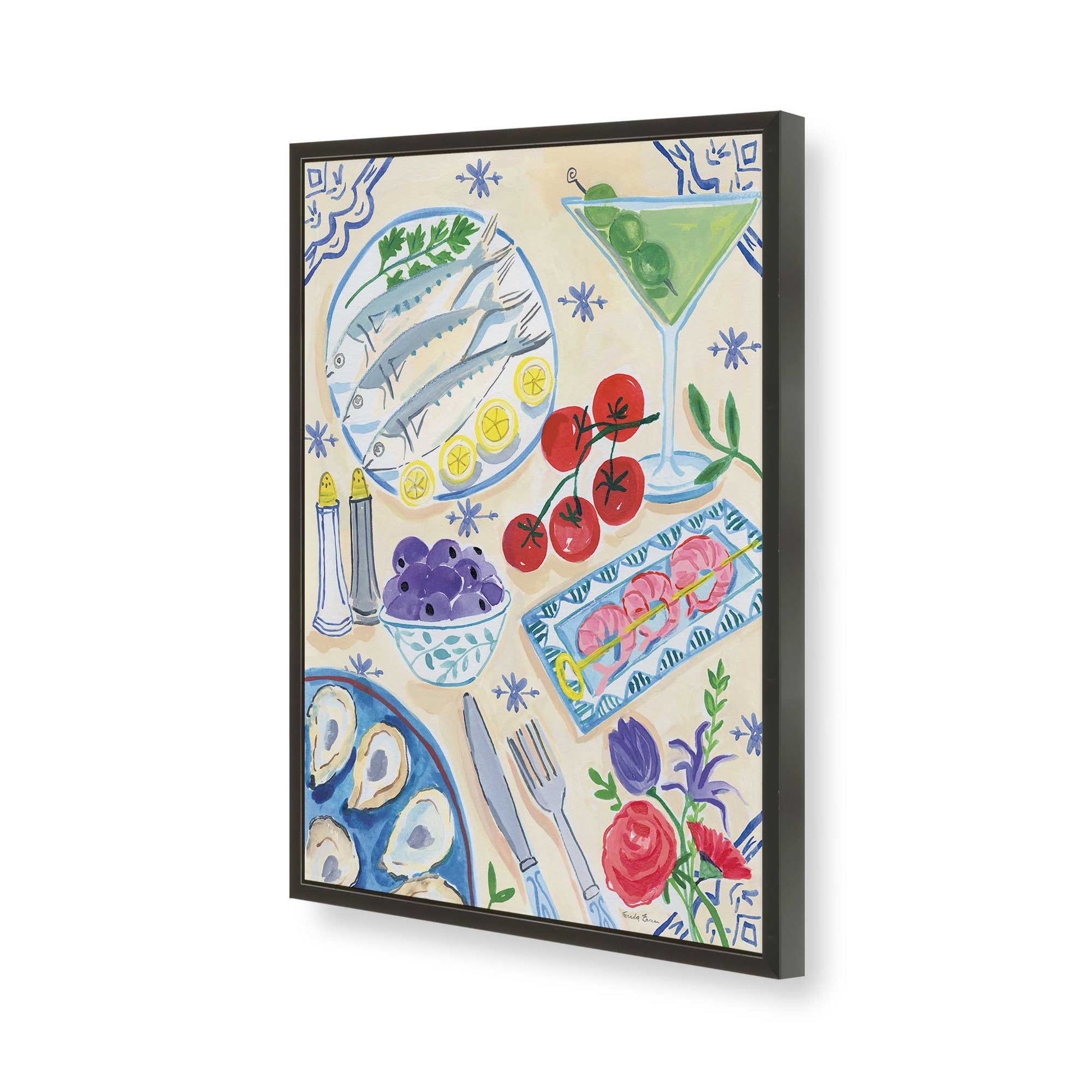 [Color:Satin Black], Picture of art in a Satin Black frame of the corner