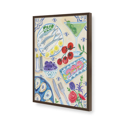 [Color:Brown], Picture of art in a Brown frame of the corner