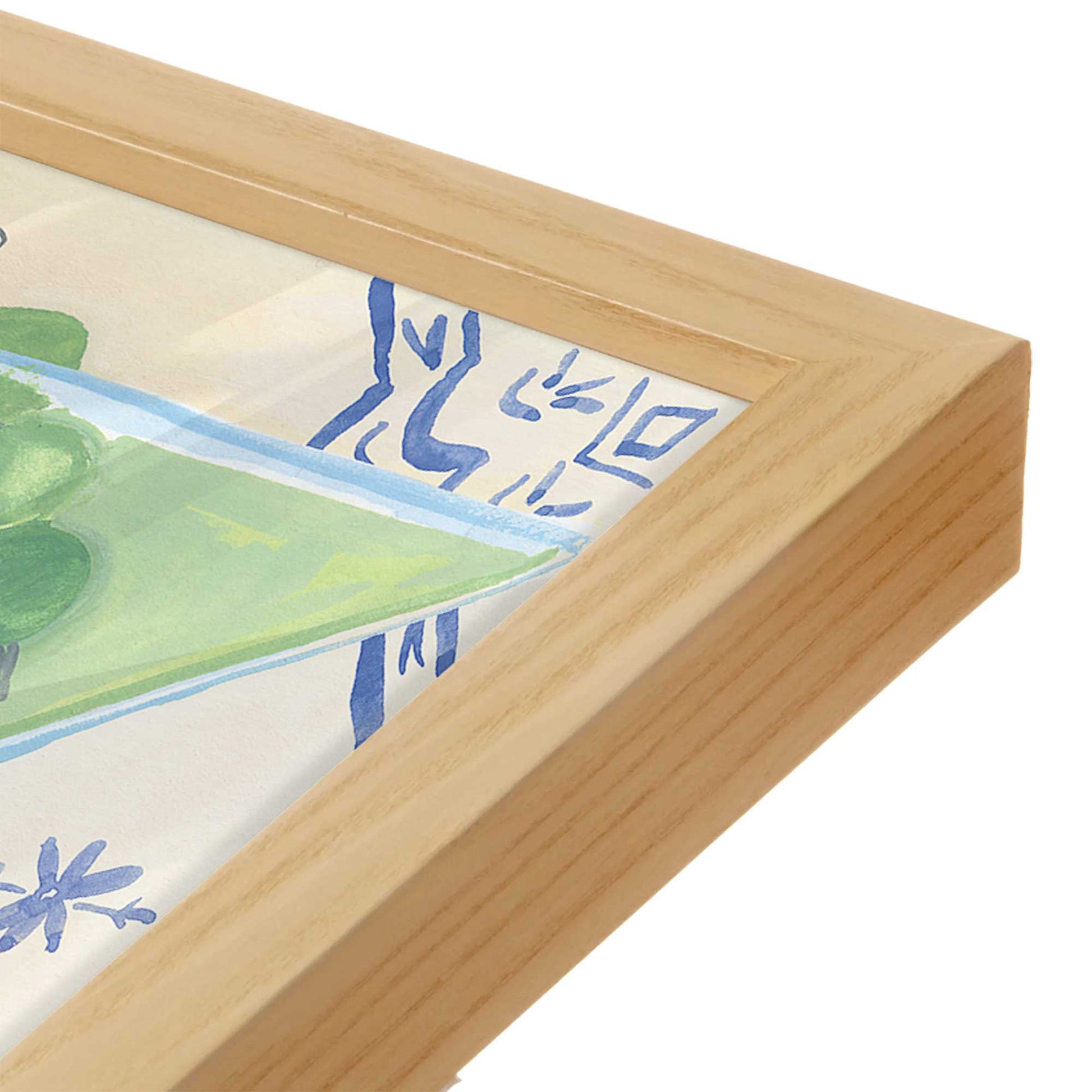 [Color:American Maple], Picture of art in a American Maple frame at an angle