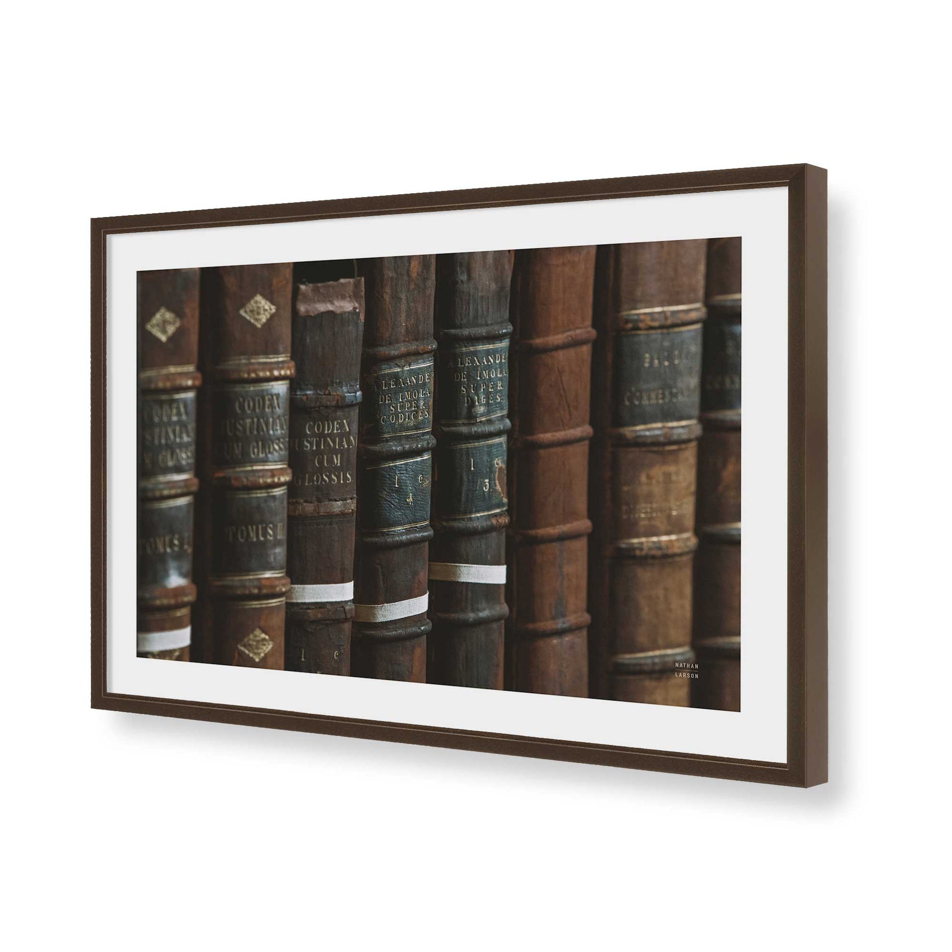 [Color:Brown], Picture of art in a Brown frame of the corner
