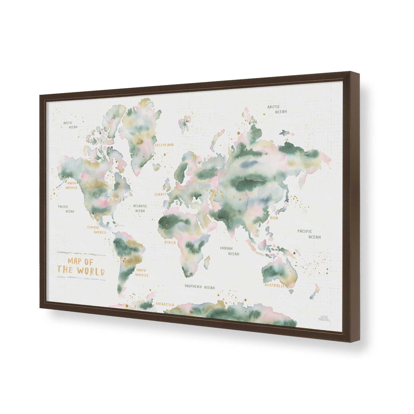 [Color:Brown], Picture of art in a Brown frame of the corner