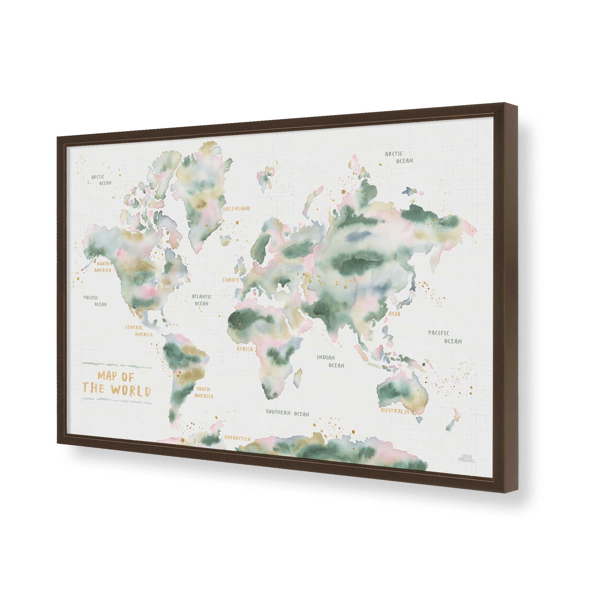 [Color:Brown], Picture of art in a Brown frame of the corner