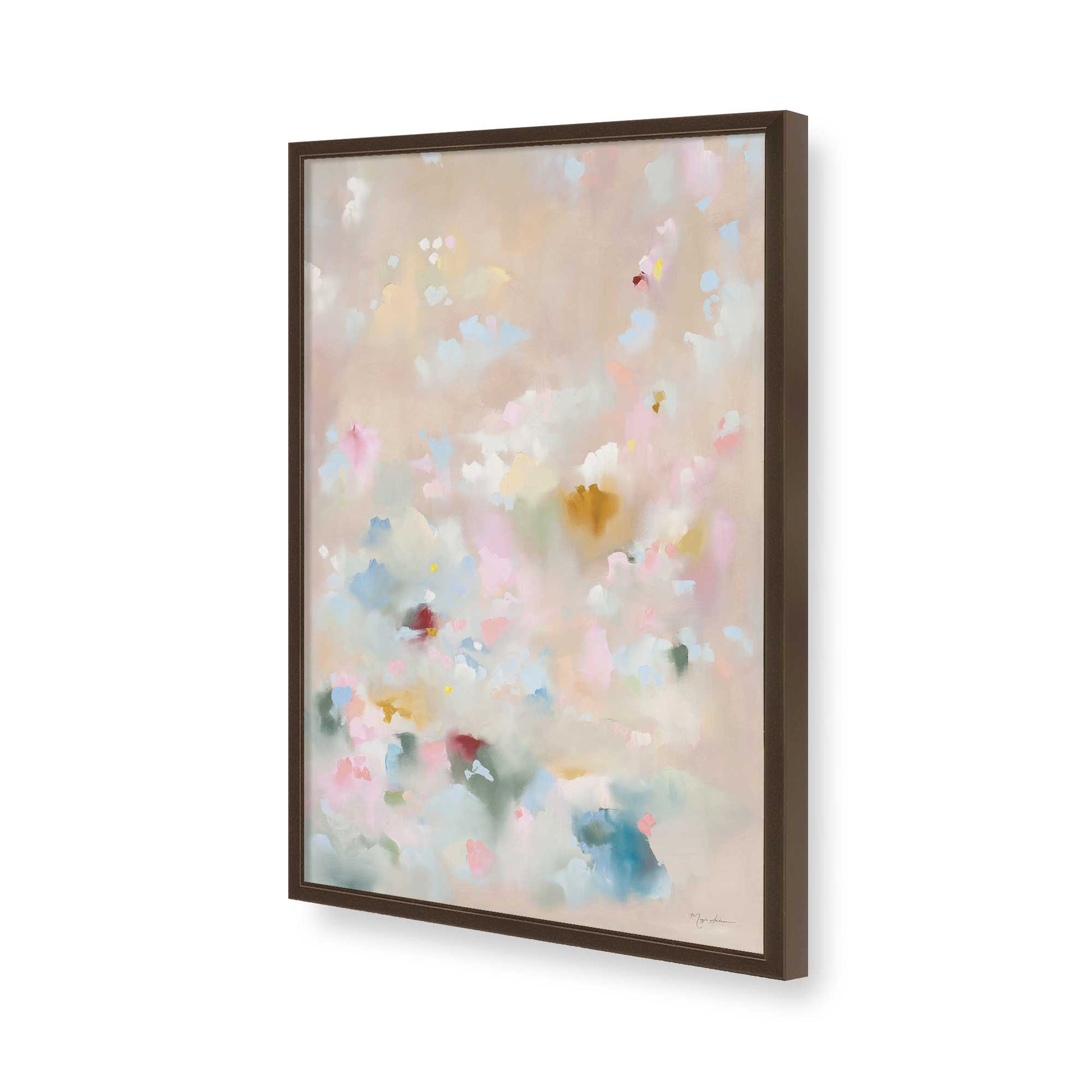 [Color:Brown], Picture of art in a Brown frame of the corner