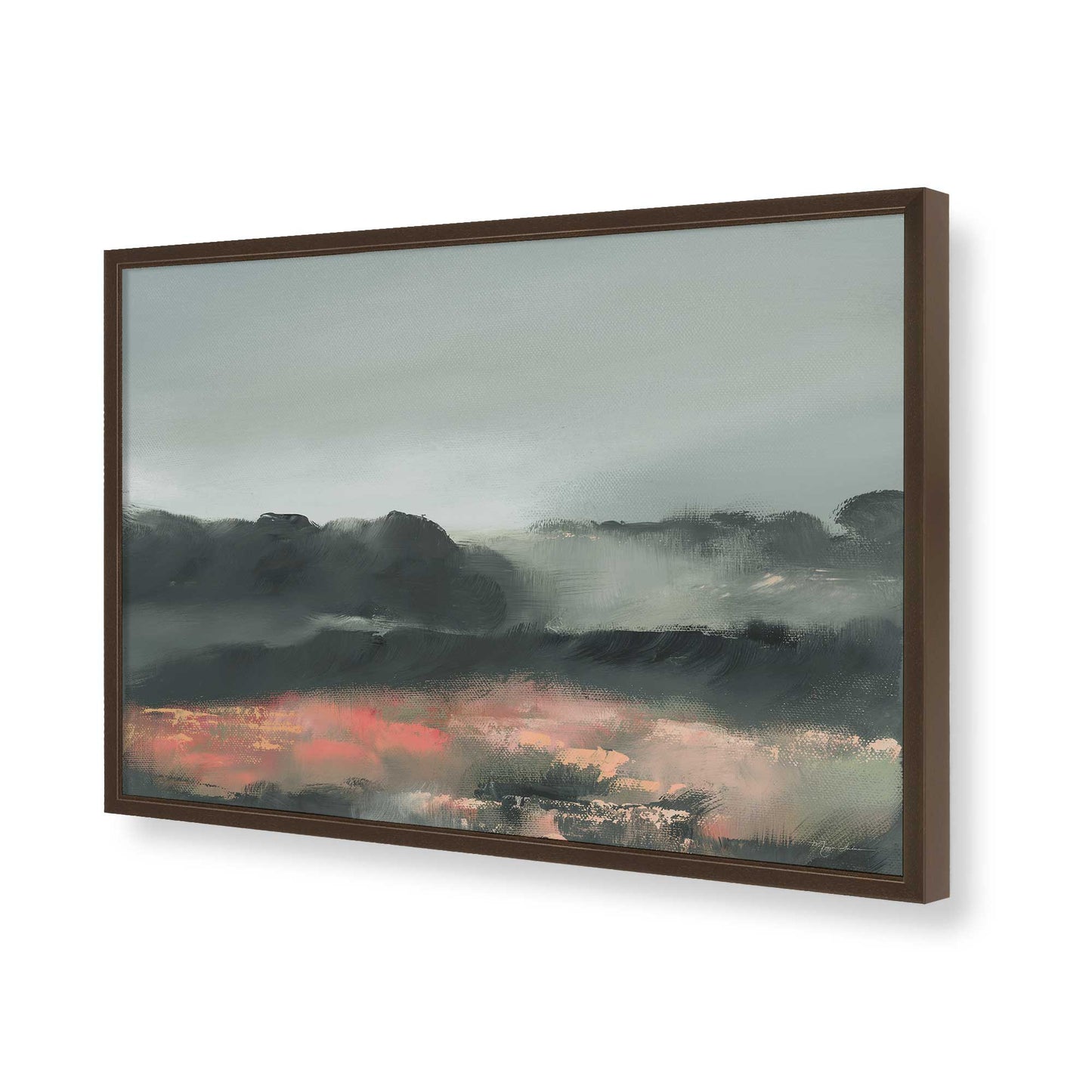 [Color:Brown], Picture of art in a Brown frame of the corner