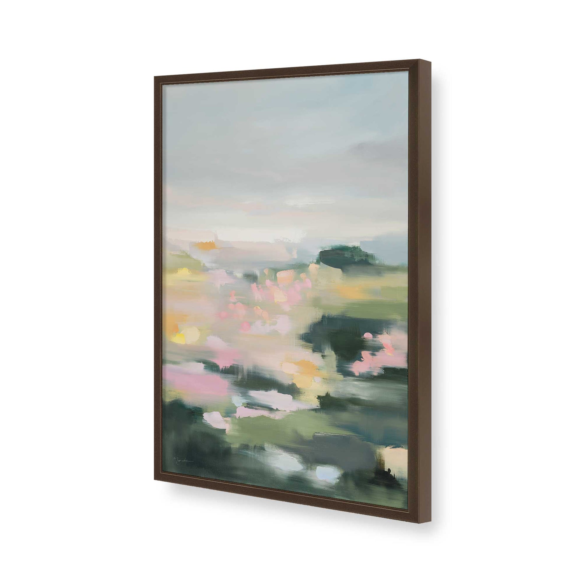 [Color:Brown], Picture of art in a Brown frame of the corner