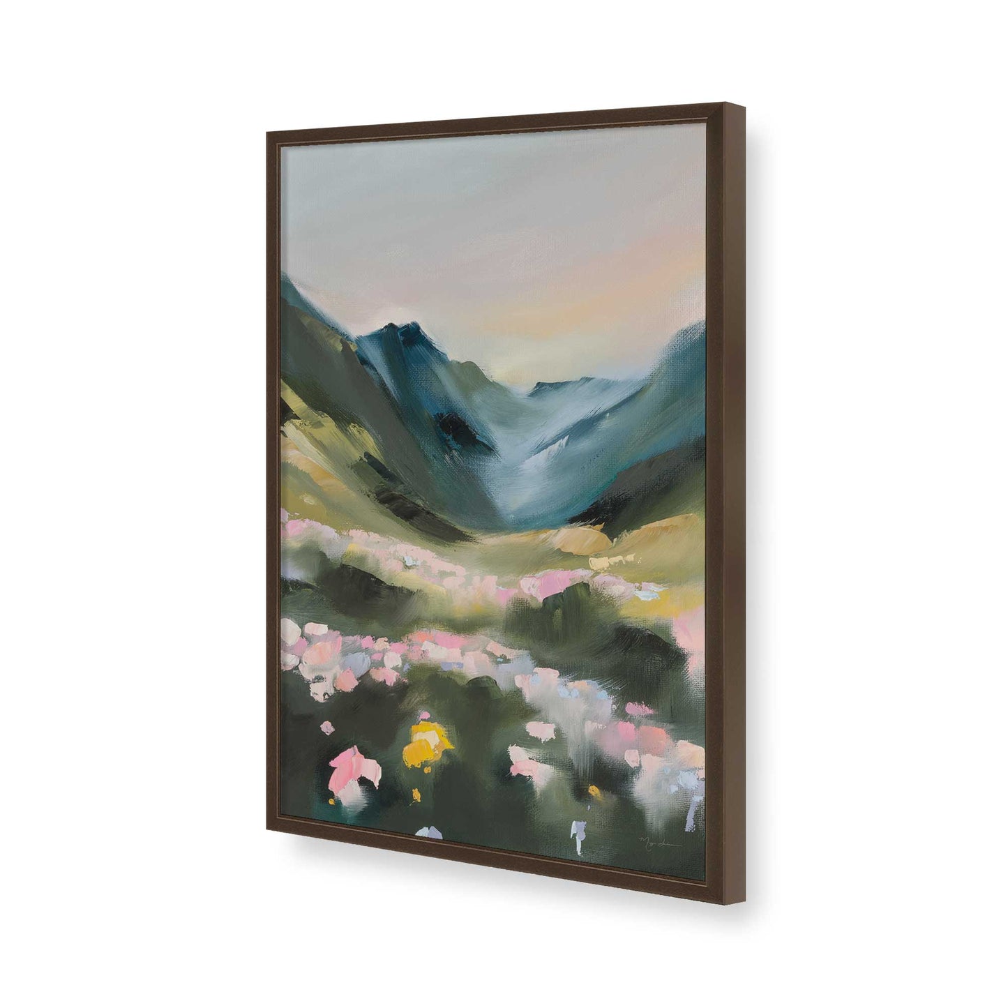 [Color:Brown], Picture of art in a Brown frame of the corner