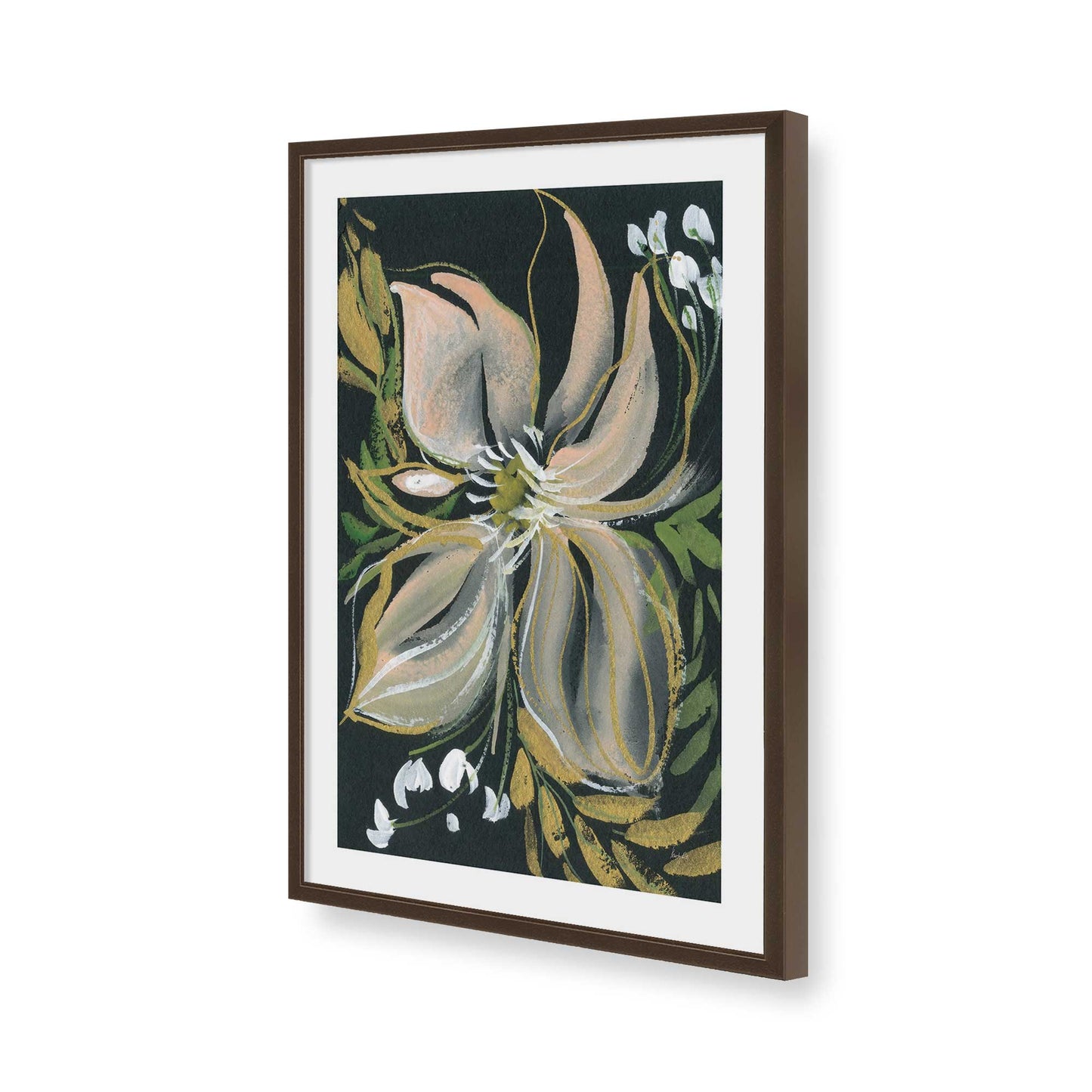 [Color:Brown], Picture of art in a Brown frame of the corner