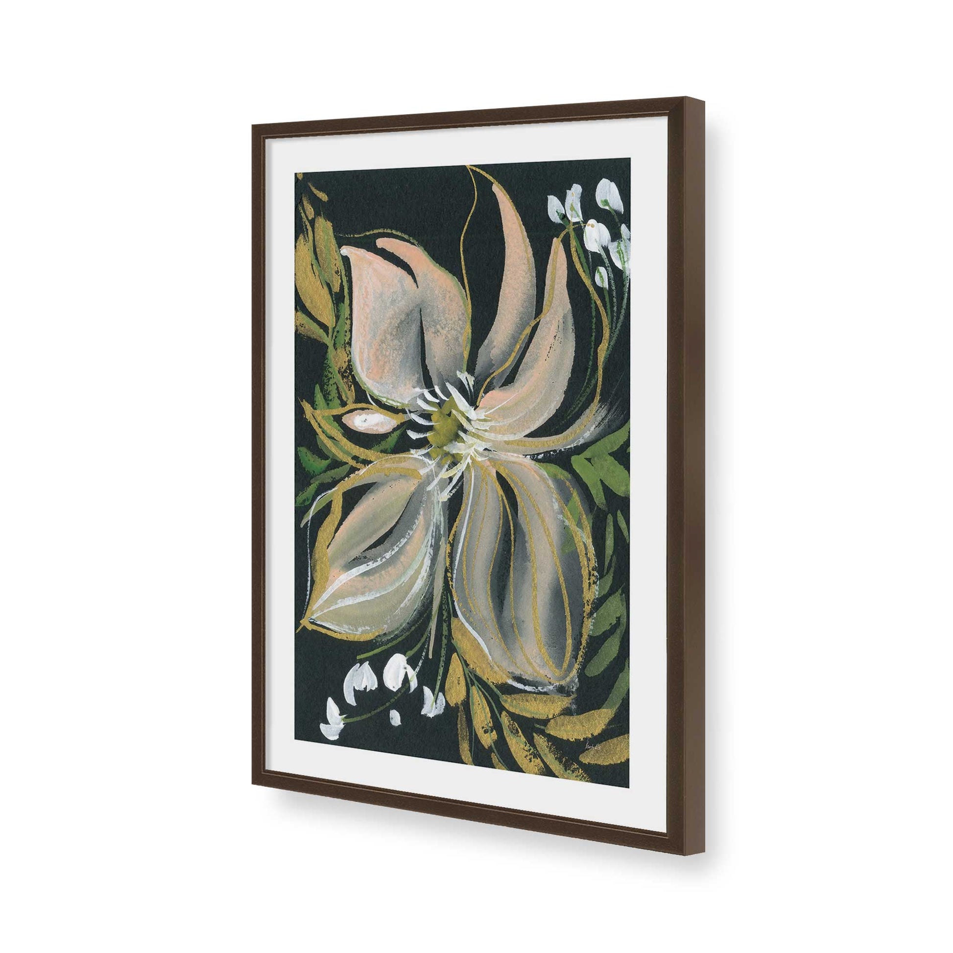 [Color:Brown], Picture of art in a Brown frame of the corner