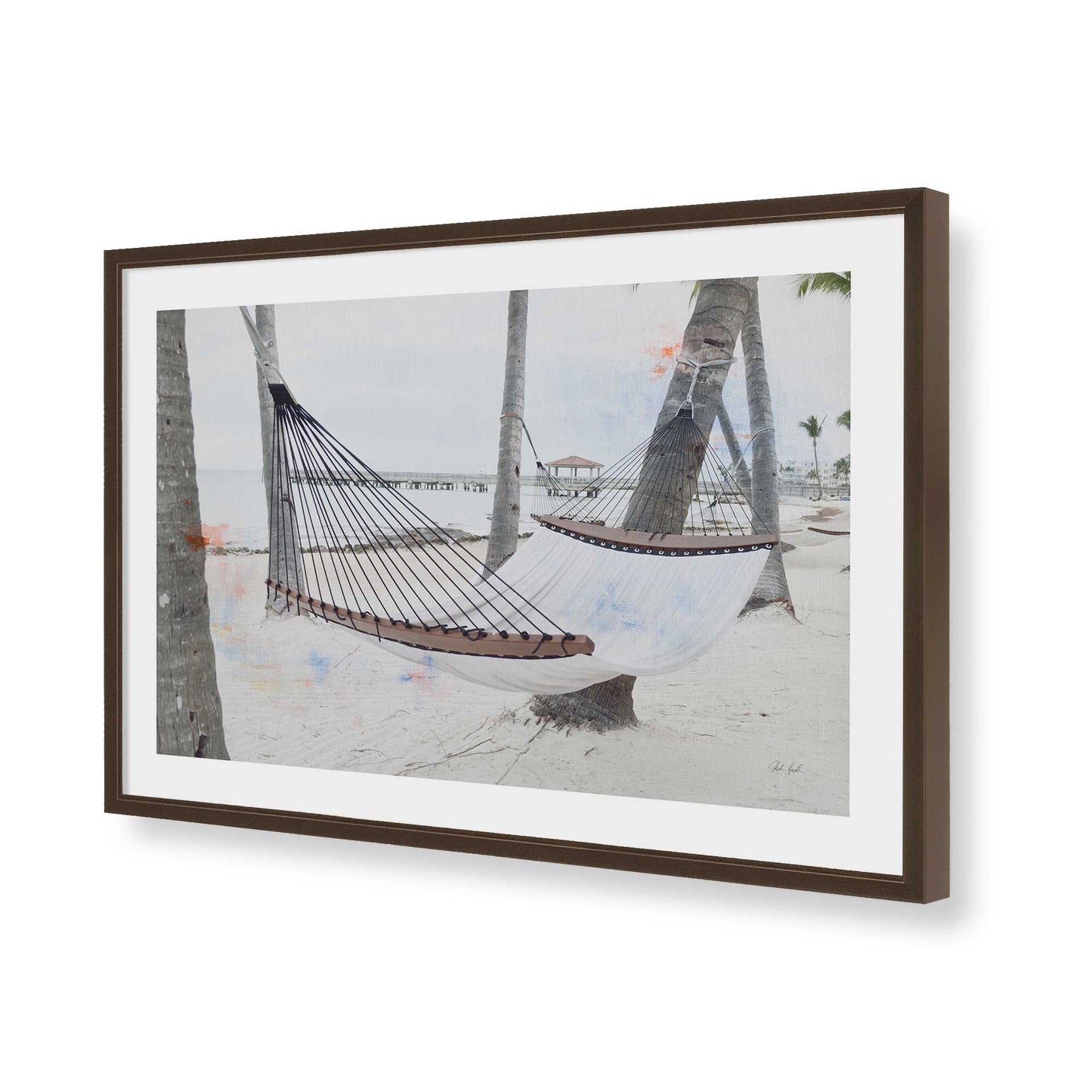 [Color:Brown], Picture of art in a Brown frame of the corner