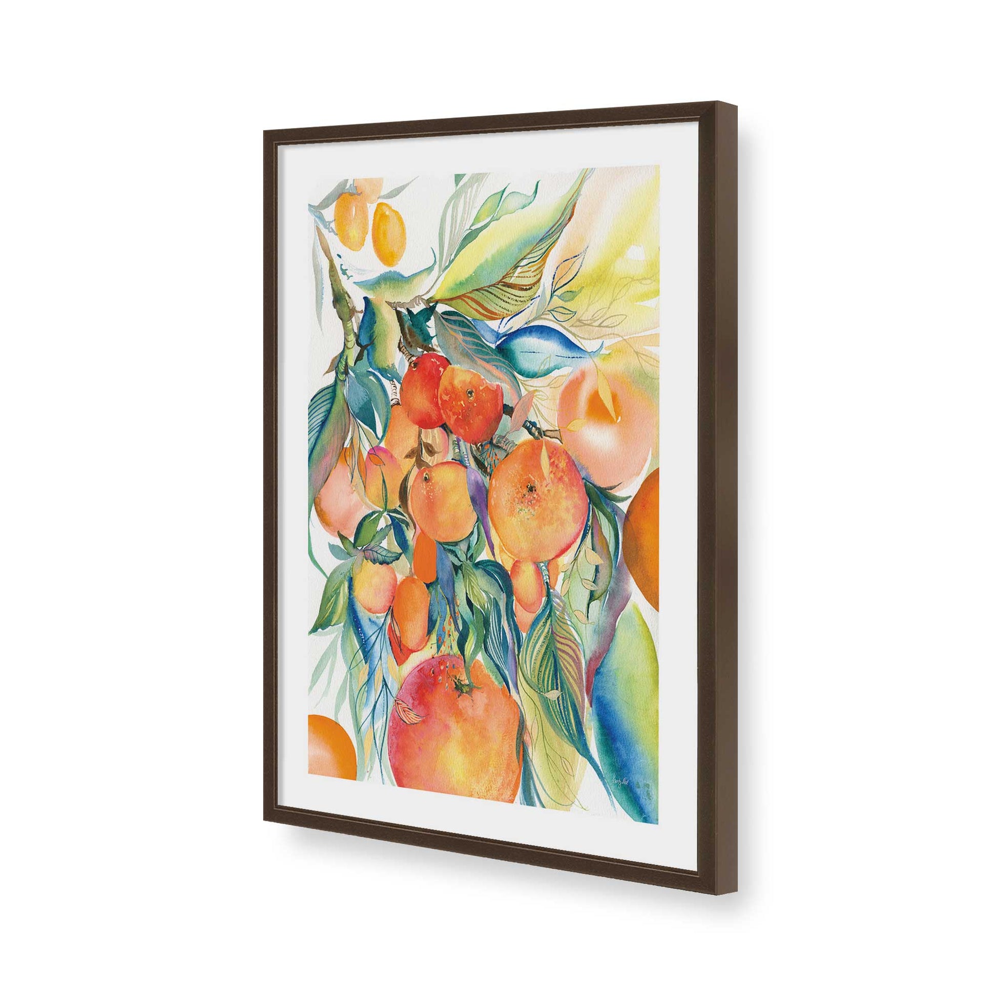 [Color:Brown], Picture of art in a Brown frame of the corner