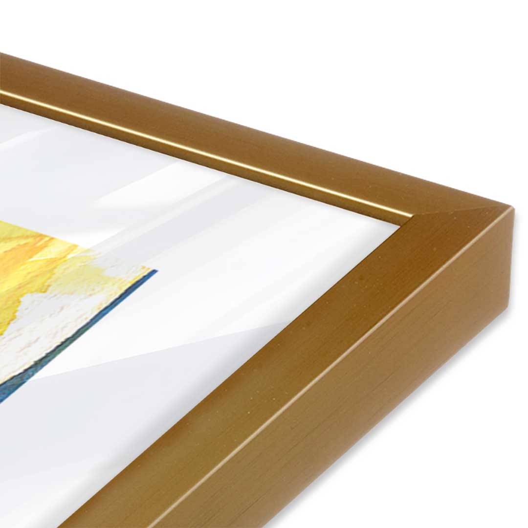[Color:Polished Gold], Picture of art in a Polished Gold frame at an angle