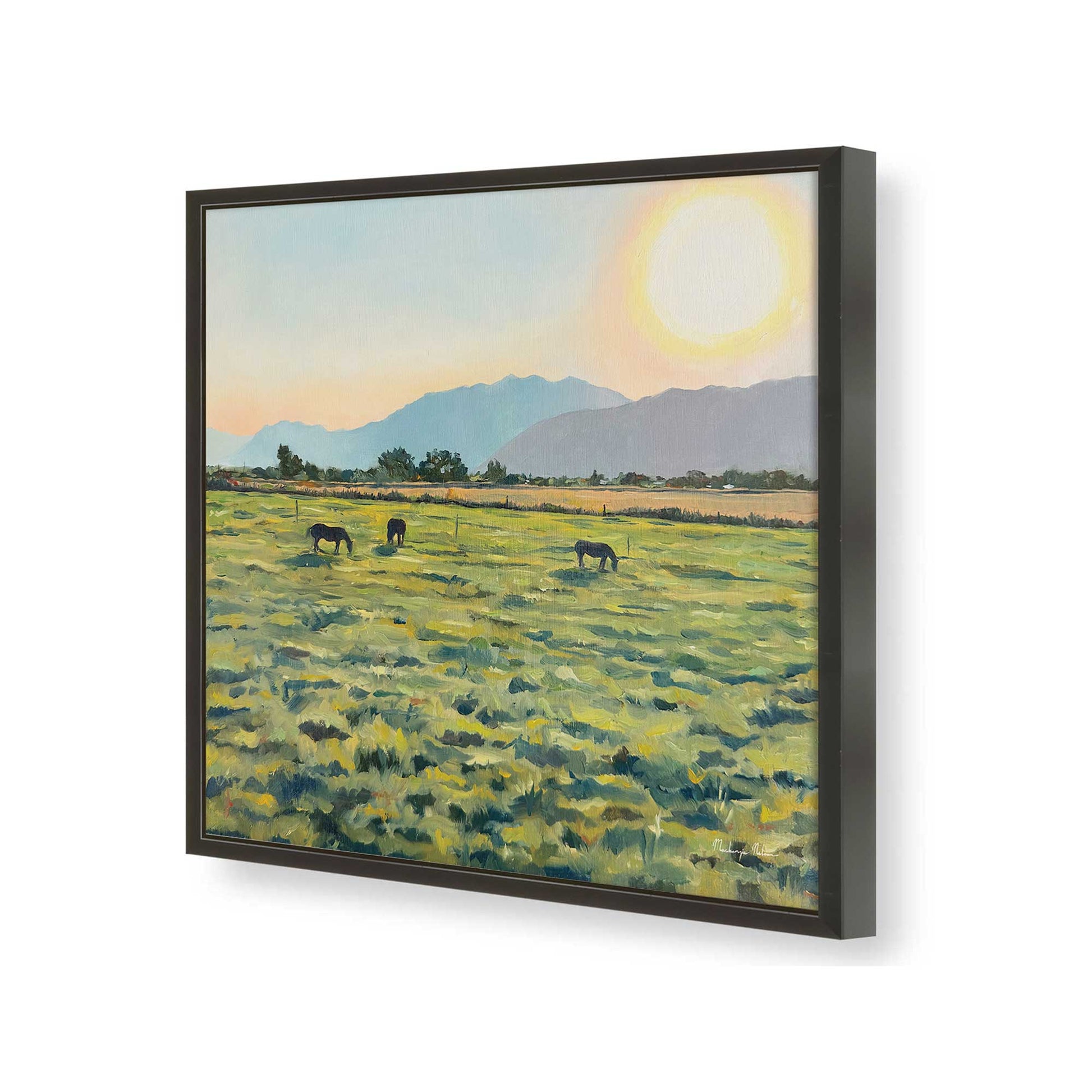 [Color:Satin Black], Picture of art in a Satin Black frame of the corner