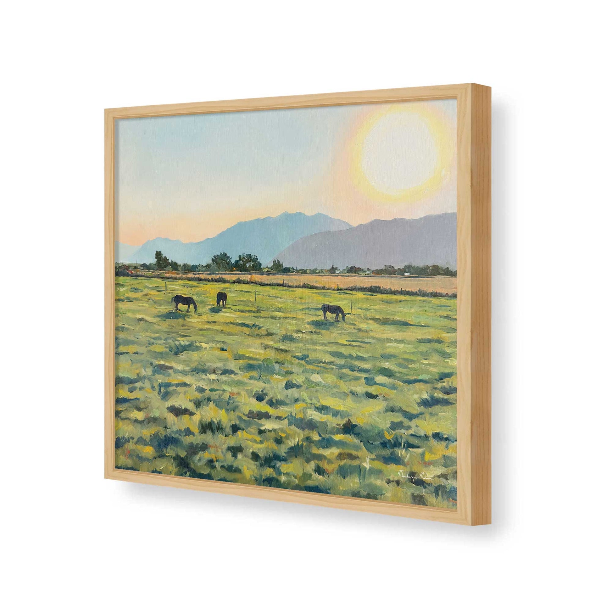 [Color:American Maple], Picture of art in a American Maple frame of the corner