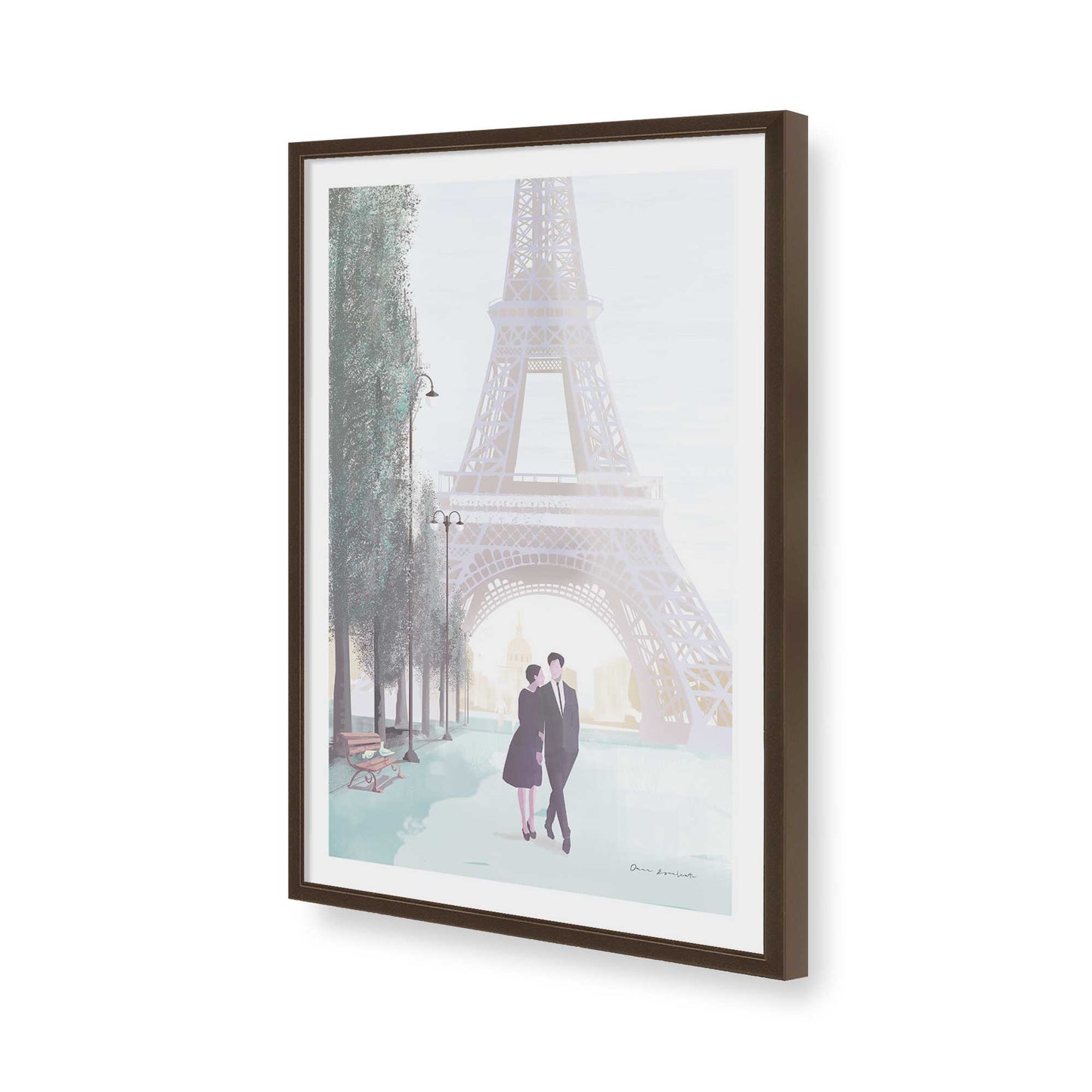 [Color:Brown], Picture of art in a Brown frame of the corner