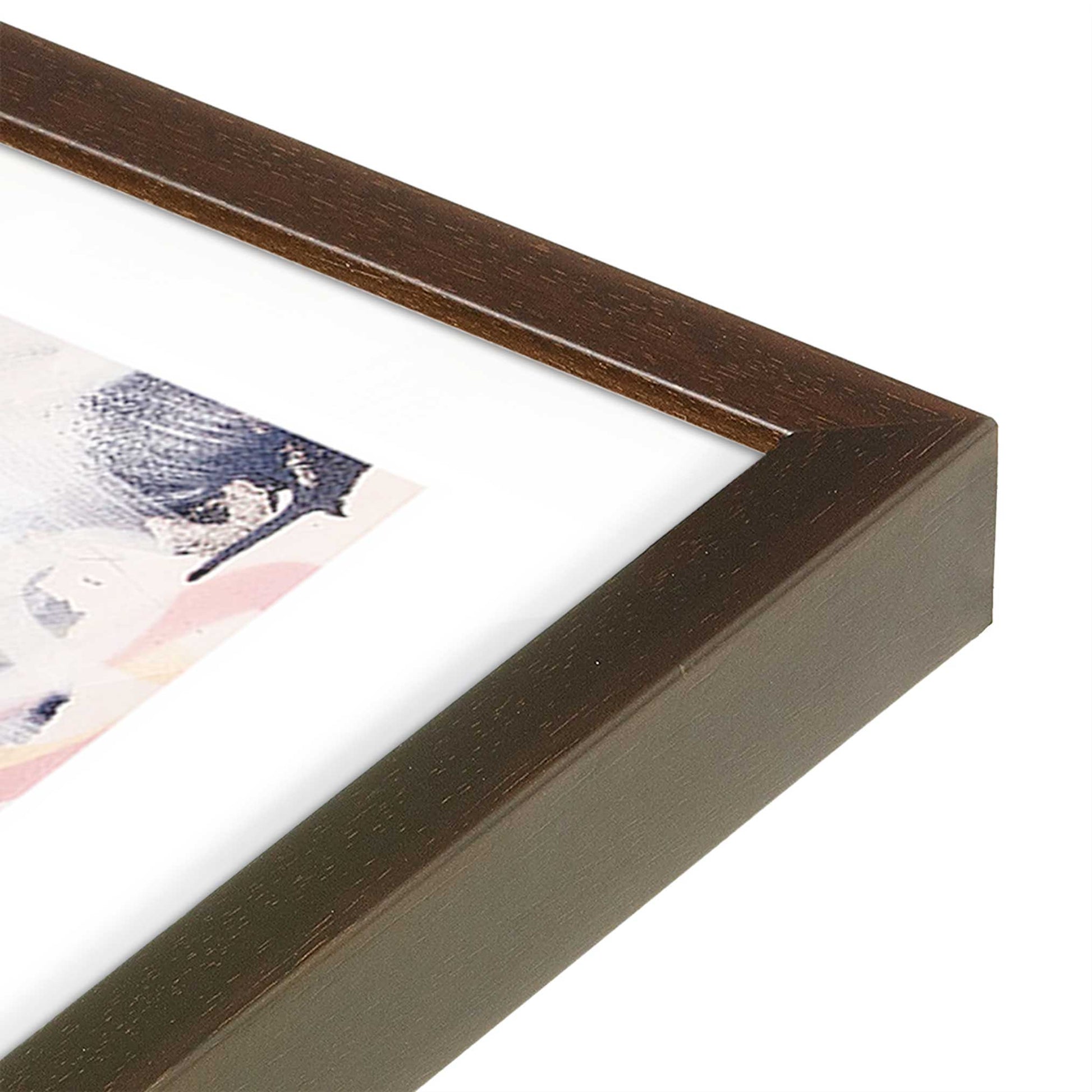 [Color:Brown], Picture of art in a Brown frame at an angle