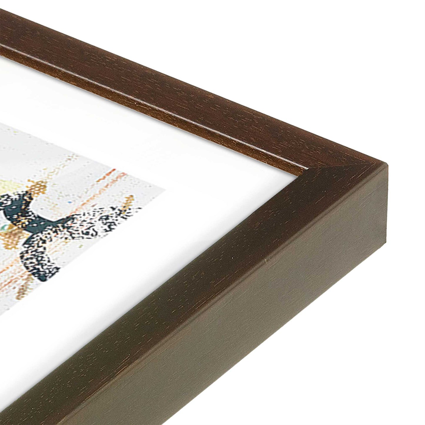 [Color:Brown], Picture of art in a Brown frame at an angle